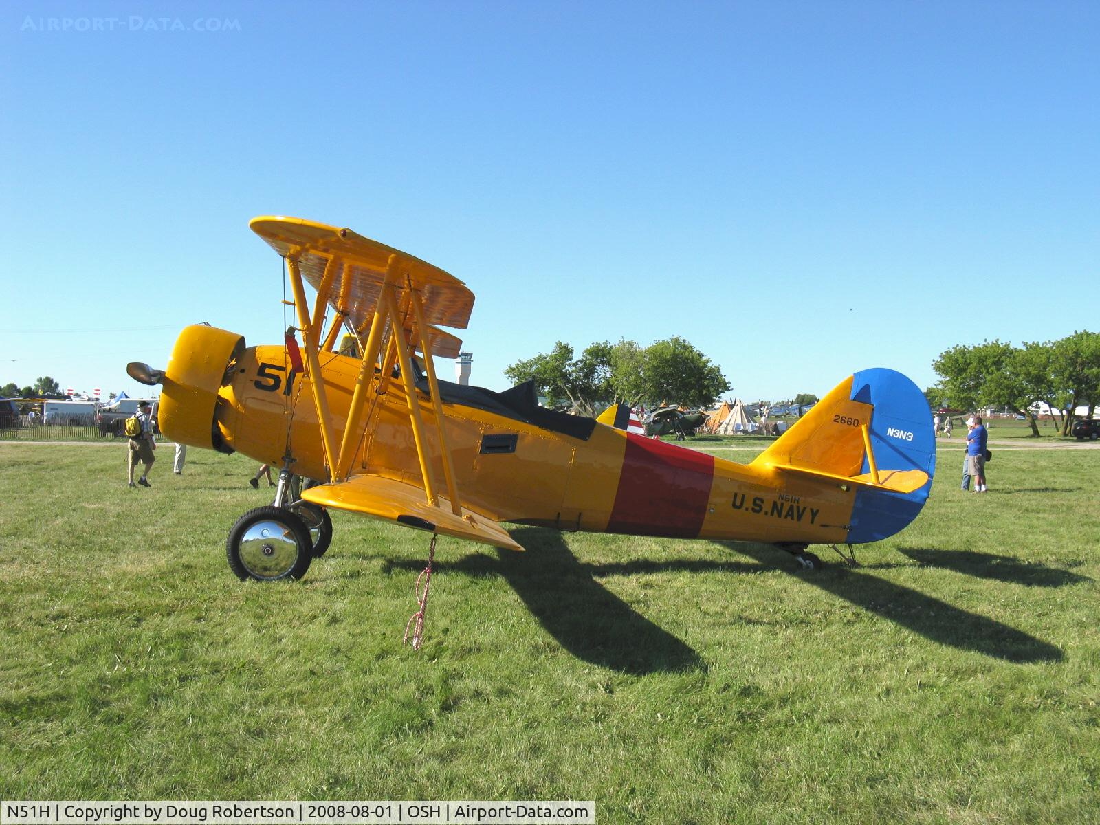 N51H, 1941 Naval Aircraft Factory N3N-3 C/N 2660, 1941 Naval Aircraft Factory N3N-3, the original 'YELLOW PERIL', Wright Whirlwind R-760 A B D E&ET 235 Hp radial, at EAA AirVenture 2008