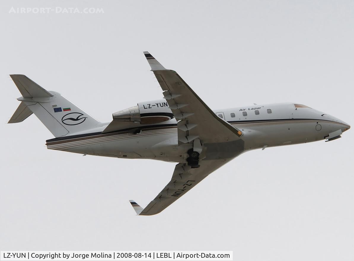 LZ-YUN, 2005 Bombardier Challenger 604 (CL-600-2B16) C/N 5508, Taking off RWY 07R.