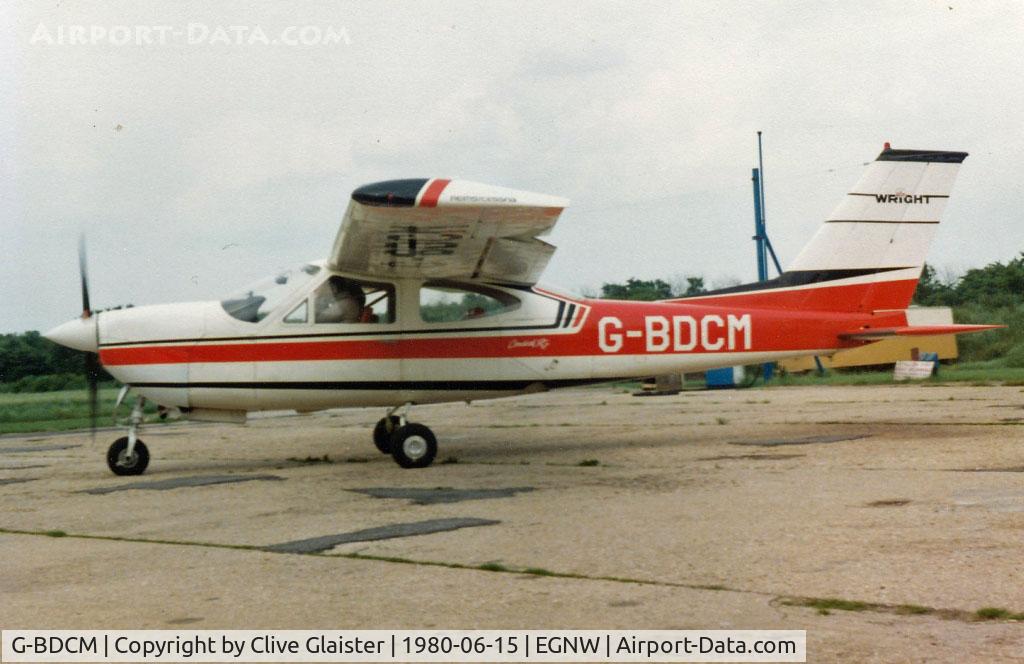 G-BDCM, 1974 Reims F177RG Cardinal RG C/N 0120, Ex: OY-BIP>G-BDCM > G-LNYS in November 1992 - Originally owned to and Trading as, Oldham Aviation in May 1975. Seen here owned to, Park Plant Ltd since January 1977 as G-BDCM. Cancelled as destroyed May 2010.