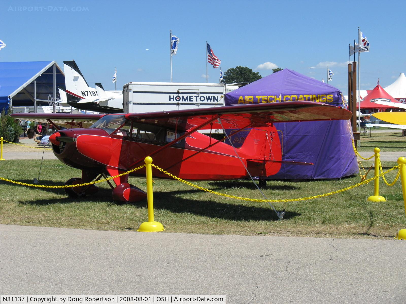 N81137, 1946 McClish Funk B85C C/N 267, 1946 McClish FUNK B85C, Continental C85 85 Hp, 2008 EAA Aircraft Award WINNER-Classic Custom Class B (81-150 Hp)