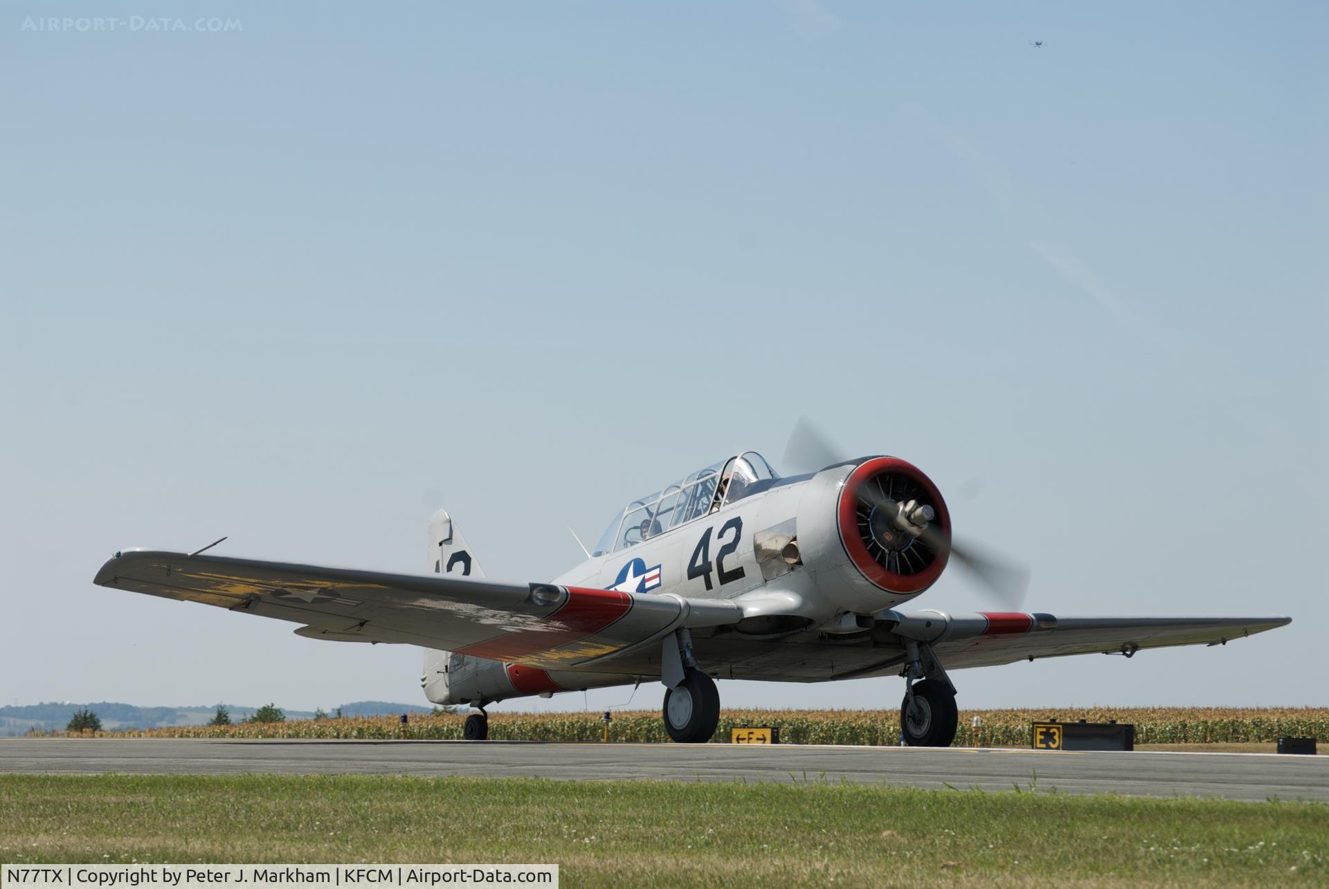 N77TX, North American AT-6A Texan C/N 78-6698, Taxiing for takeoff at AirExpo 2008, Flying Cloud Airport, Eden Prairie, MN