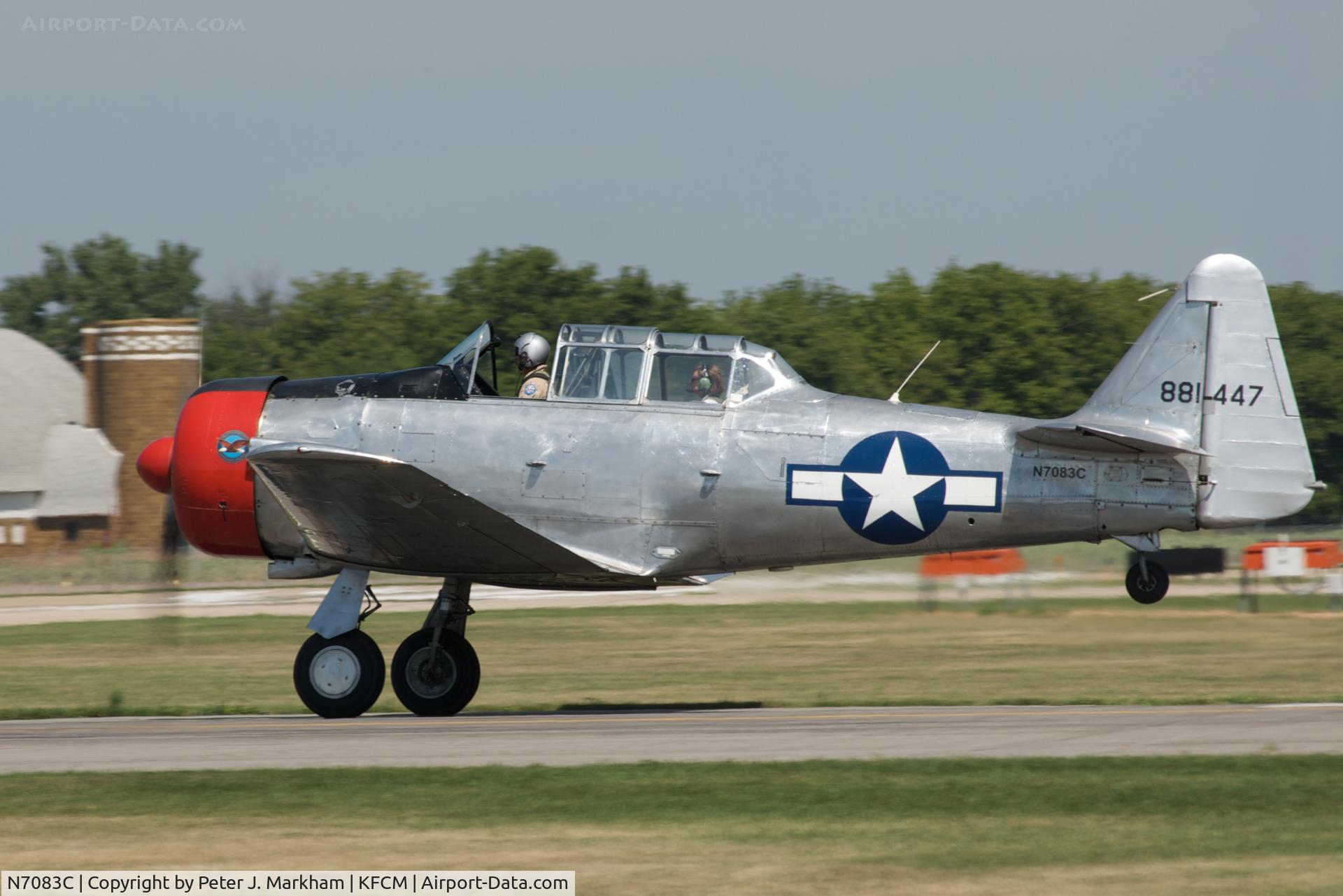 N7083C, 1943 North American SNJ-4 Texan C/N 88-14047, On the takeoff run, AirExpo 2008, Flying Cloud Airport, Eden Prairie, MN