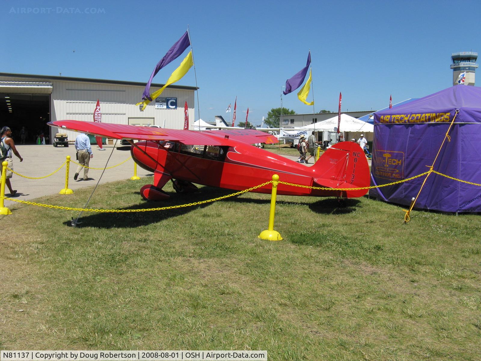 N81137, 1946 McClish Funk B85C C/N 267, 1946 McClish FUNK B85C, Continental C85 85 Hp, 2008 EAA Aircraft Award WINNER-Classic Custom Class B (81-150 Hp)