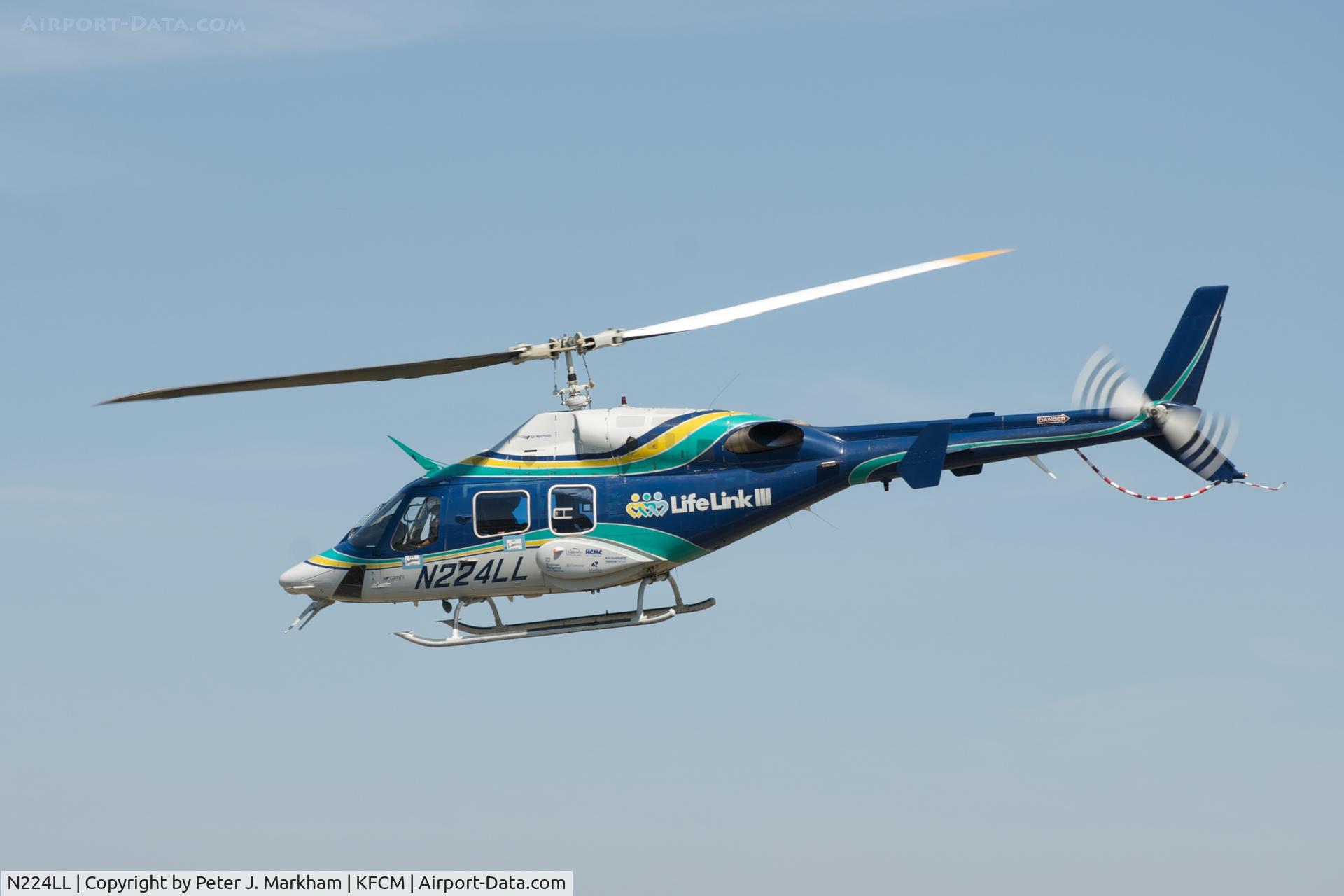 N224LL, 1986 Bell 222U C/N 47552, Takeoff, AirExpo 2008, Flying Cloud Airport, Eden Prairie, MN