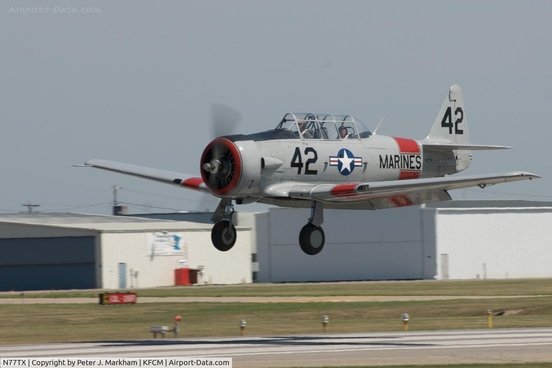 N77TX, North American AT-6A Texan C/N 78-6698, Short Final, AirExpo 2008, Flying Cloud Airport, Eden Prairie, MN