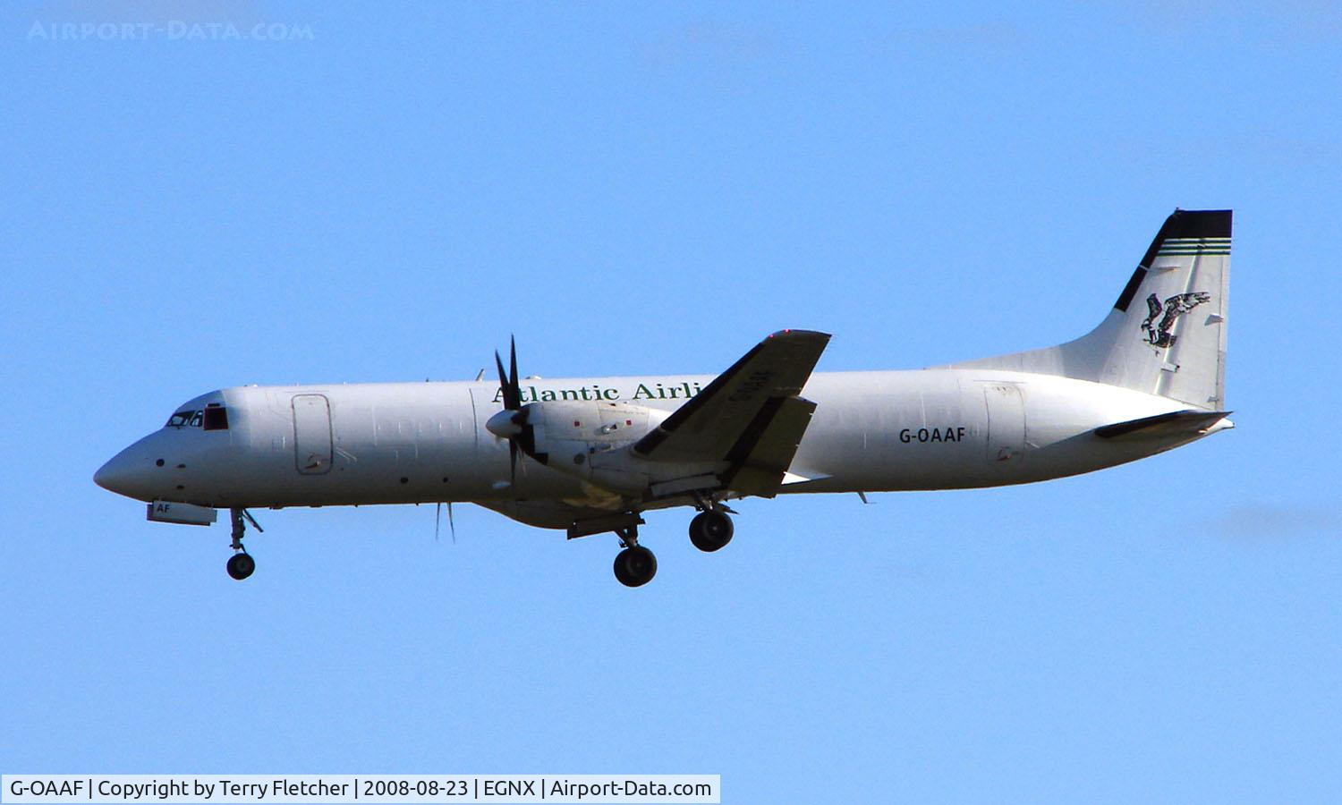 G-OAAF, 1990 British Aerospace ATP C/N 2029, Freighter BAE ATP about to land at East Midlands