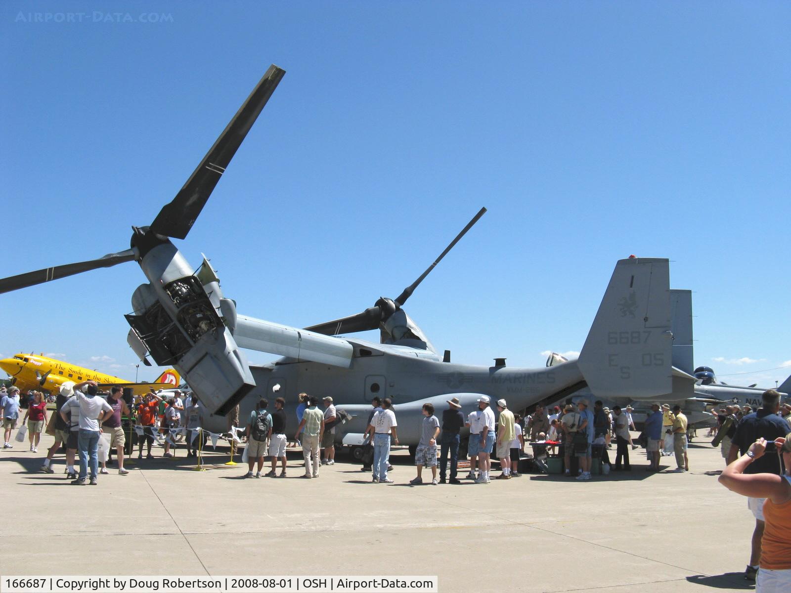 166687, Bell-Boeing MV-22B Osprey C/N D0081, Bell-Boeing MV-22B 'OSPREY' of USMC VMM-266, two Rolls Royce AE1107C Liberty Turboshaft 6,150 shp each, FADEC & HOTAS, cross-coupled transmission, fixed wing, folding proprotors. Unrefueled mission radius 430+ nautical miles