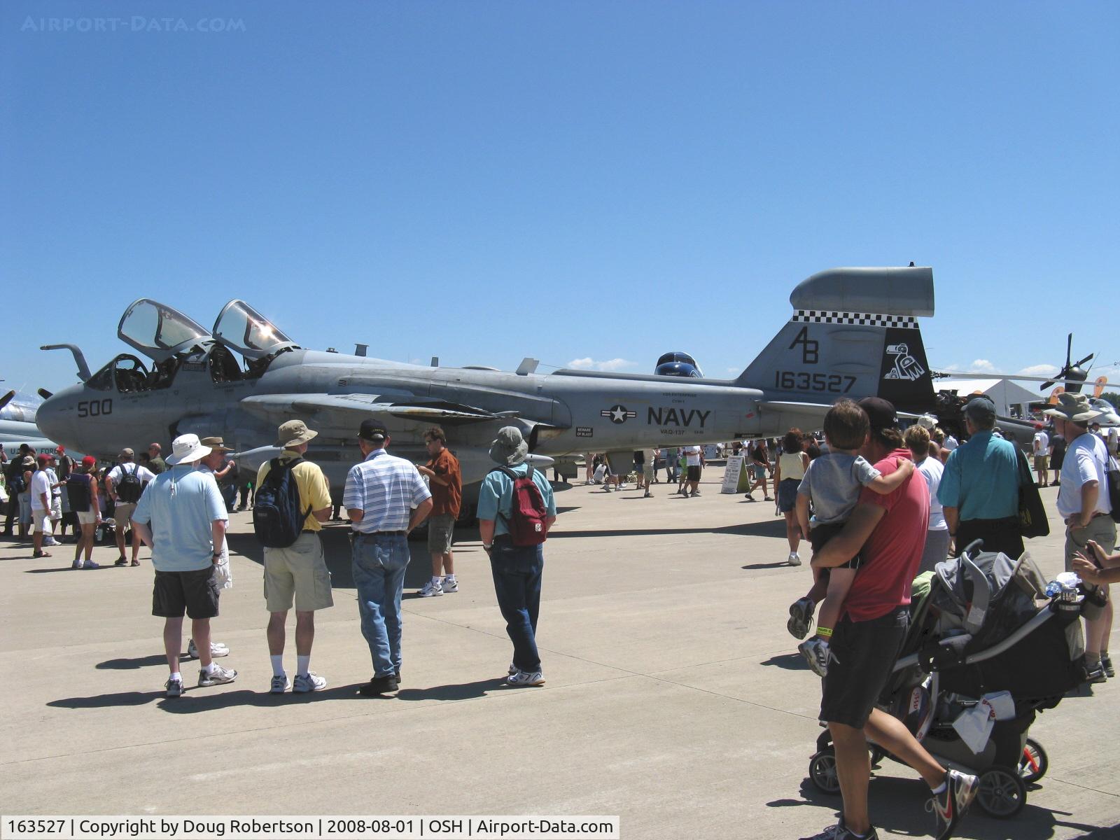 163527, Grumman EA-6B Prowler C/N P-154, Grumman EA-6B 'Prowler' Electronic countermeasure/warfare aircraft of USN Squadron VAQ-137 of CVW-1 (Carrier Air Wing-ONE), two non-afterburning P&W J52-P408 Turbojets 10,400 lbf each