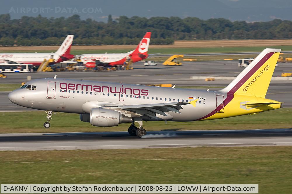 D-AKNV, 2005 Airbus A319-112 C/N 2632, smokey touchdown