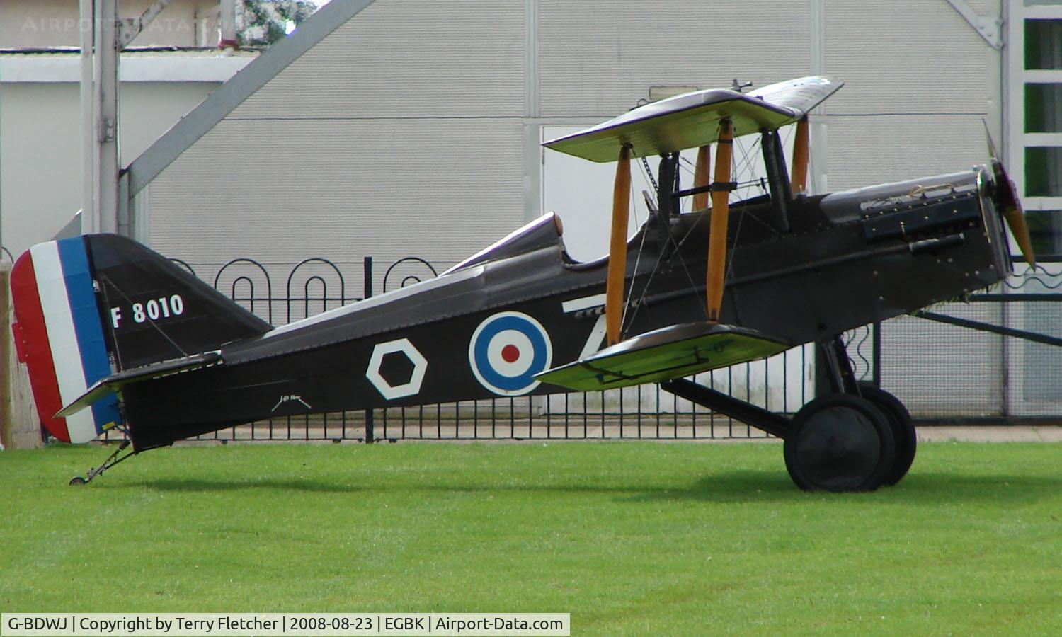 G-BDWJ, 1978 Royal Aircraft Factory SE-5A Replica C/N PFA 020-10034, Visitor to Sywell on 2008 Ragwing Fly-in day