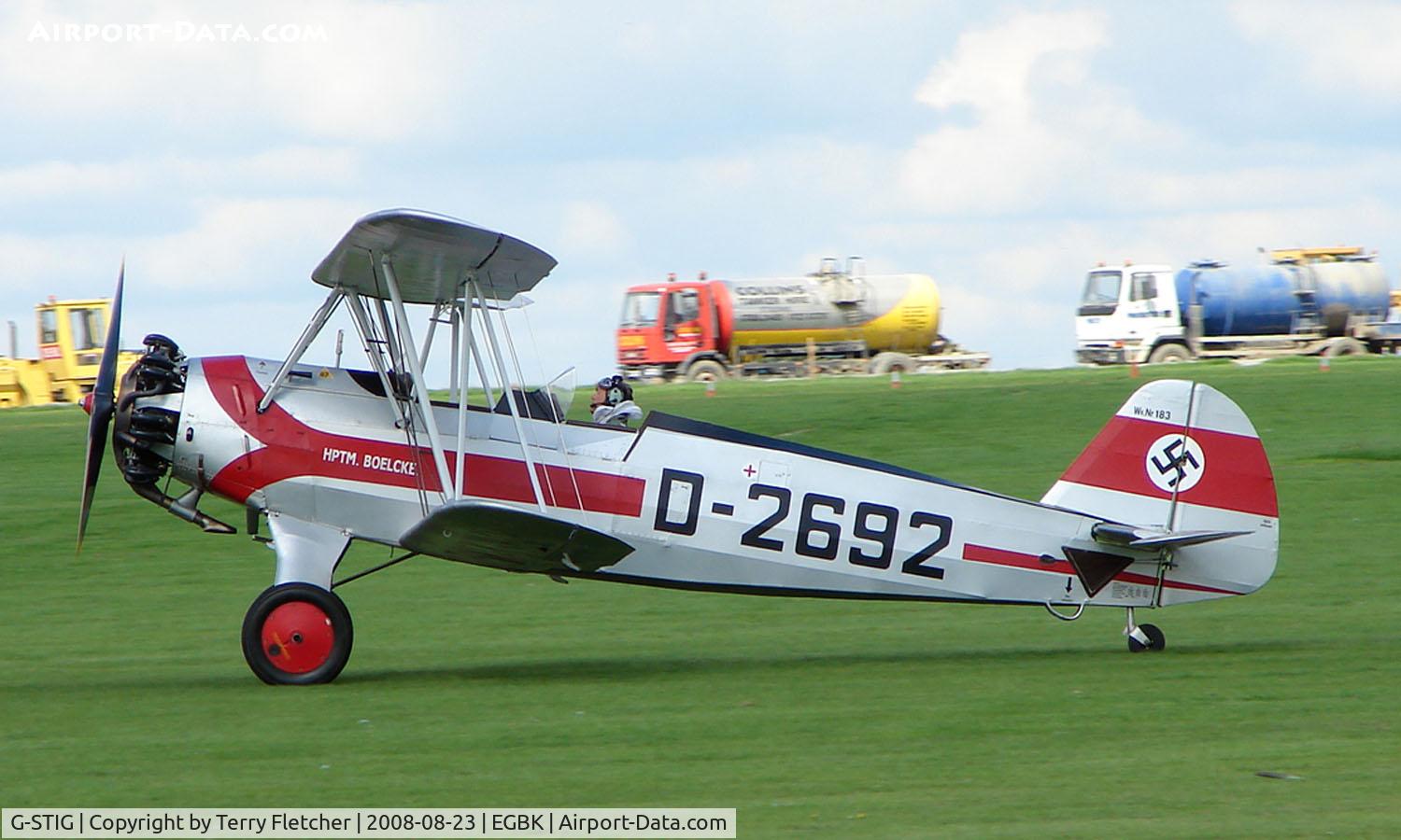 G-STIG, 1937 Focke-Wulf Fw-44J Stieglitz C/N 183, 1937 Focke Wulf FW44J - Visitor to Sywell on 2008 Ragwing Fly-in day