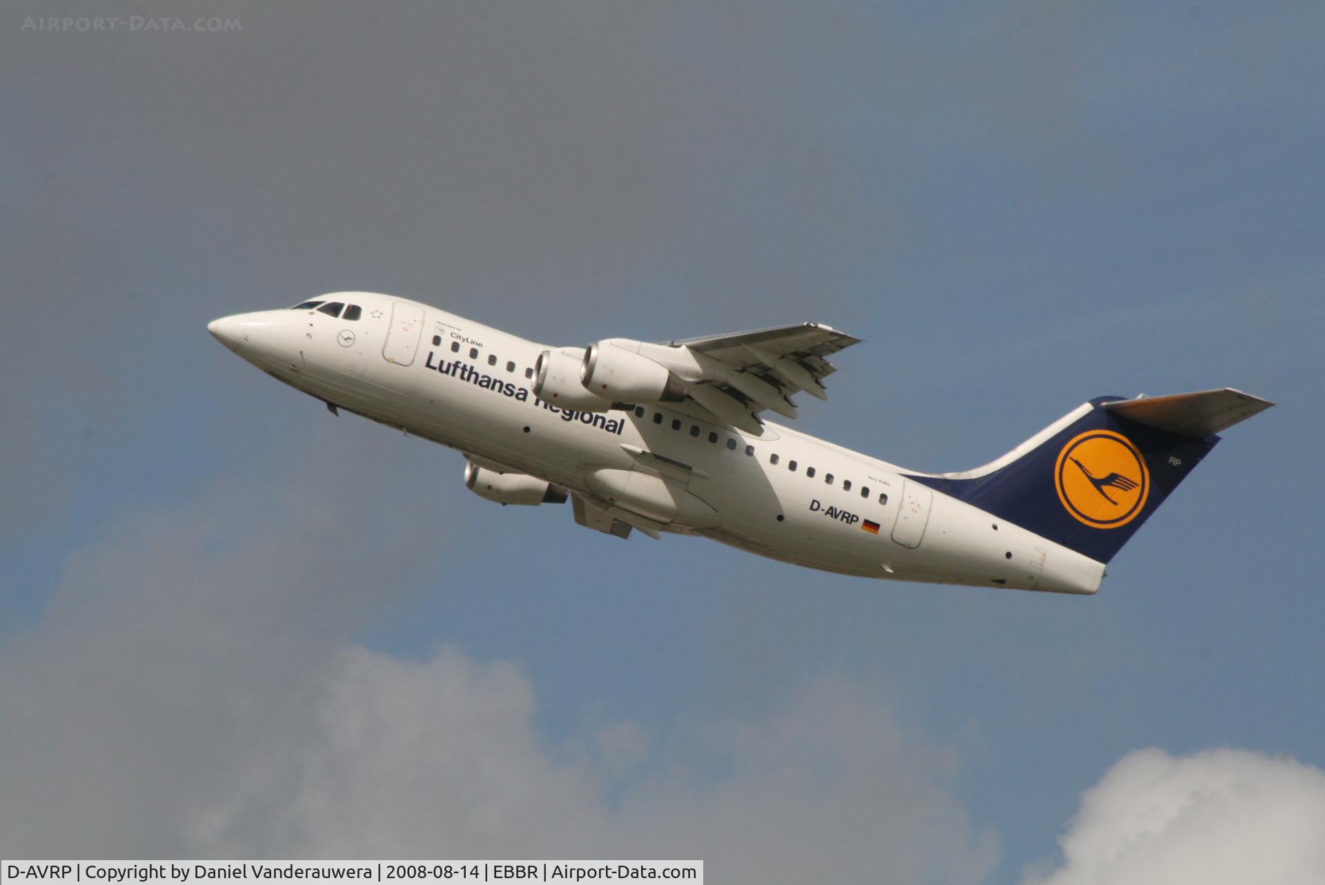 D-AVRP, 1997 British Aerospace Avro 146-RJ85 C/N E.2303, flight LH4631 is taking off from rwy 20