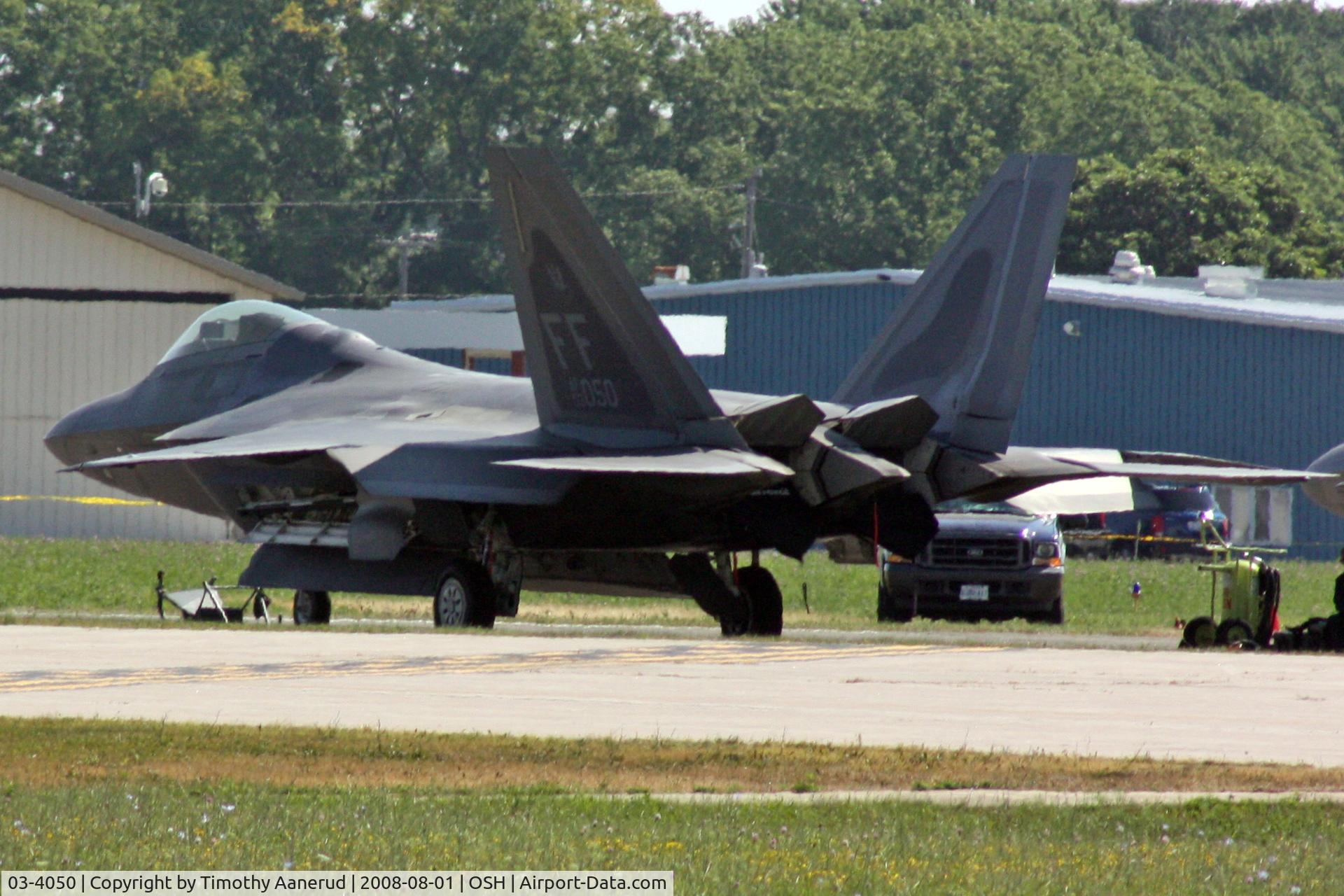 03-4050, 2003 Lockheed Martin F-22A Raptor C/N 4050, EAA AirVenture 2008, the F-22's were parked on the far side of the airfield