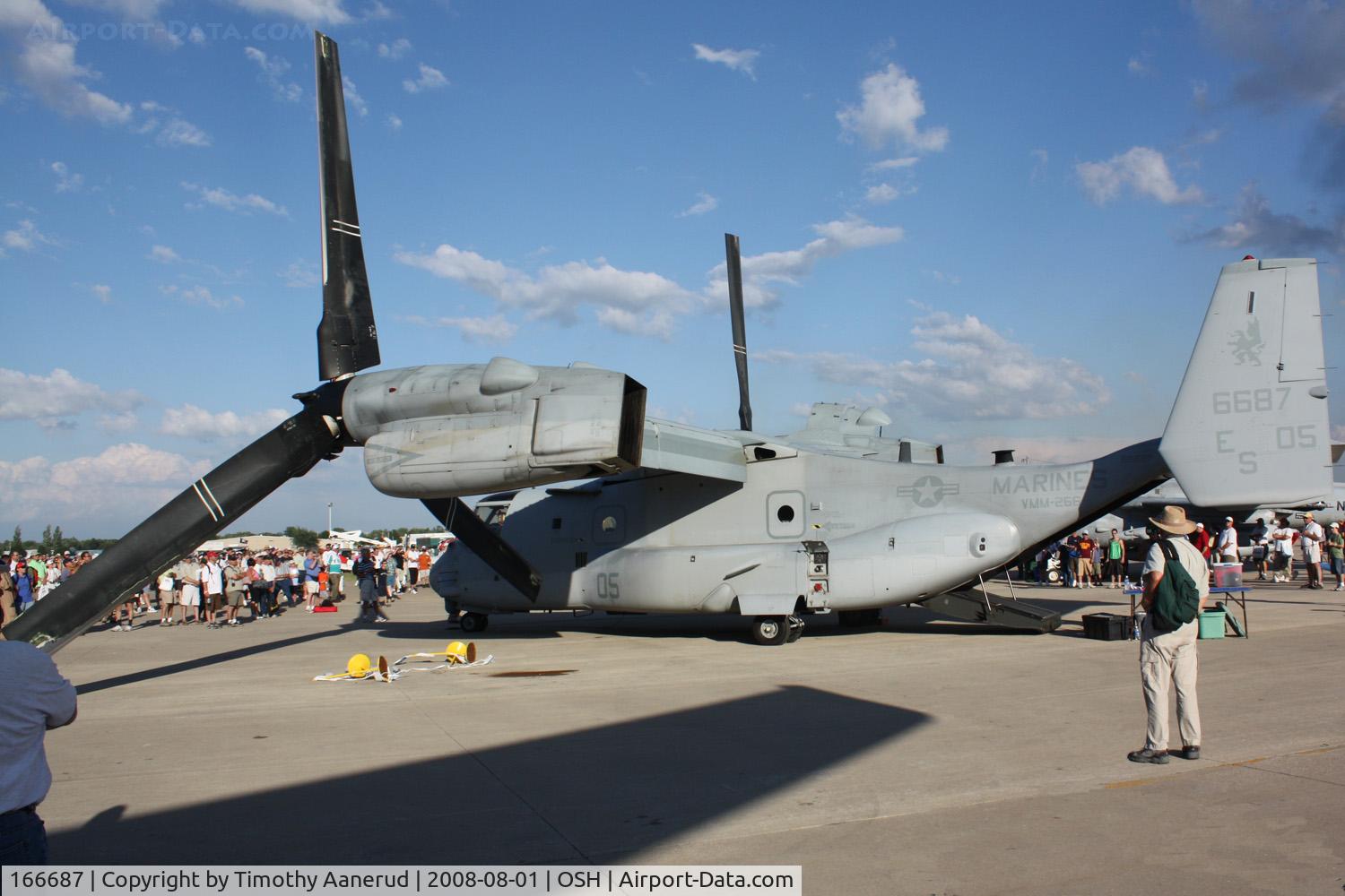 166687, Bell-Boeing MV-22B Osprey C/N D0081, EAA AirVenture 2008, wings/engines horizontal