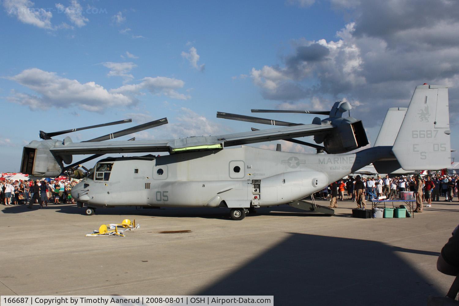 166687, Bell-Boeing MV-22B Osprey C/N D0081, EAA AirVenture 2008, everything tucked in for LHA/LHD storage