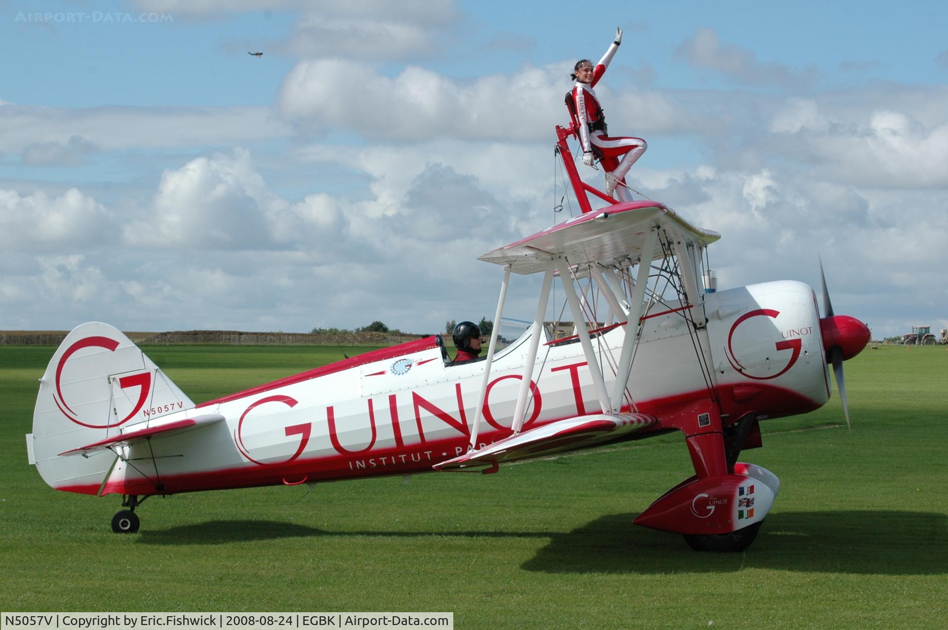 N5057V, 1942 Boeing A75N1(PT17) C/N 75-5598, 2. N5057V with wingwalker at the Sywell Airshow 24 Aug 2008