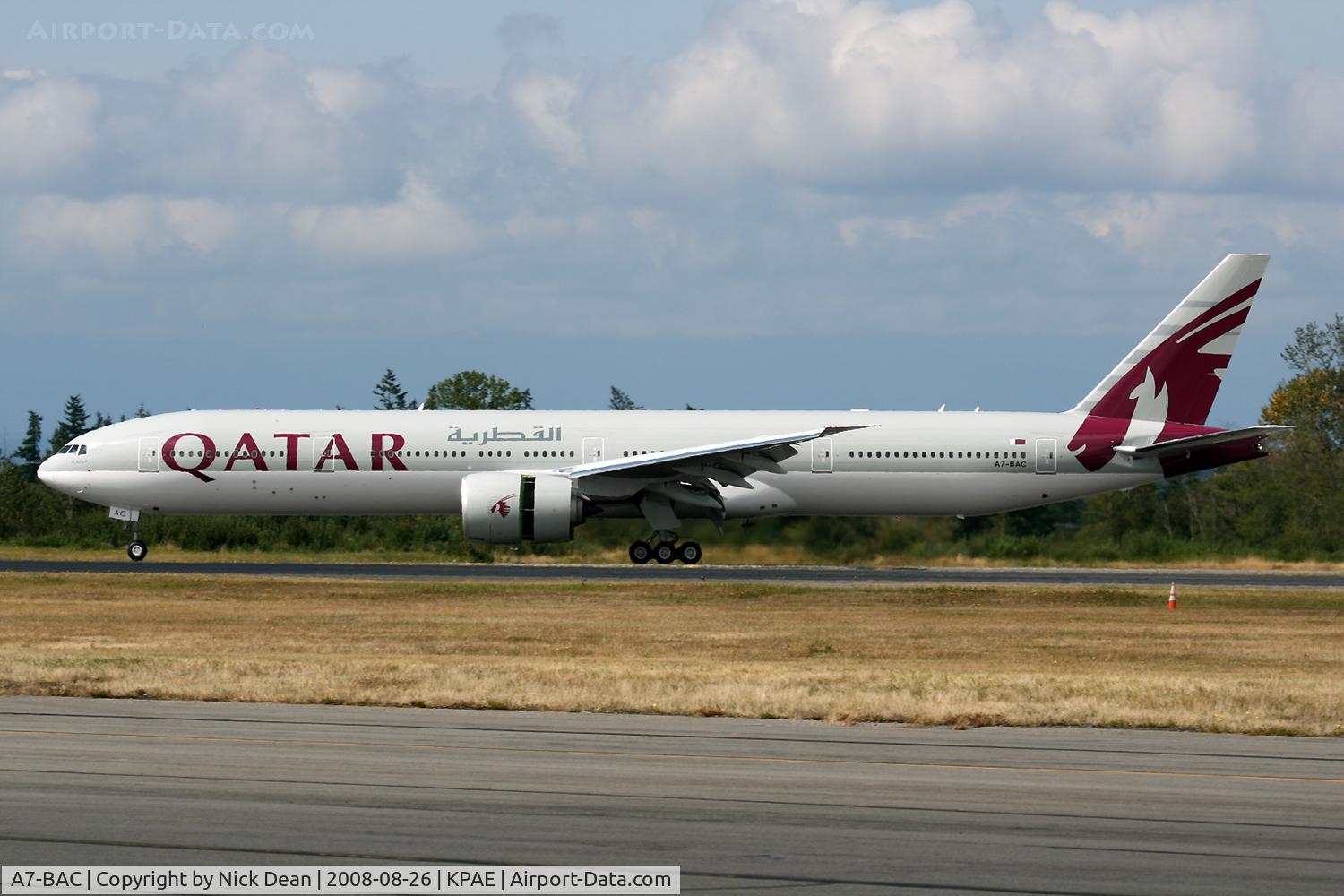 A7-BAC, 2008 Boeing 777-3DZ/ER C/N 36010/731, Boeing test flight