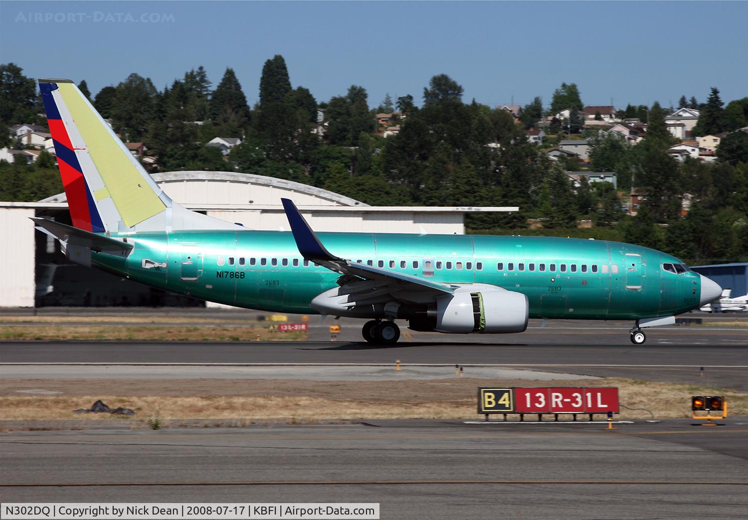 N302DQ, 2008 Boeing 737-732 C/N 29648, Actually N1786B for the flight from RNT to BFI
