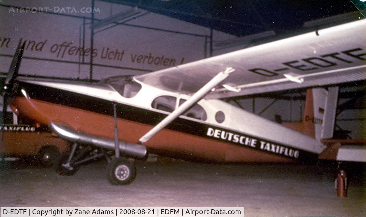 D-EDTF, 1961 Pilatus PC-6/A-H2 Turbo Porter C/N 513, Pilatus Porter PC-6 in Deustche taxiflug colors Reg# D-EDTF at Nueostheim, Germany @ 1961 - also noted in registry as - OE-DEM, D-EDTF, HB-FCG