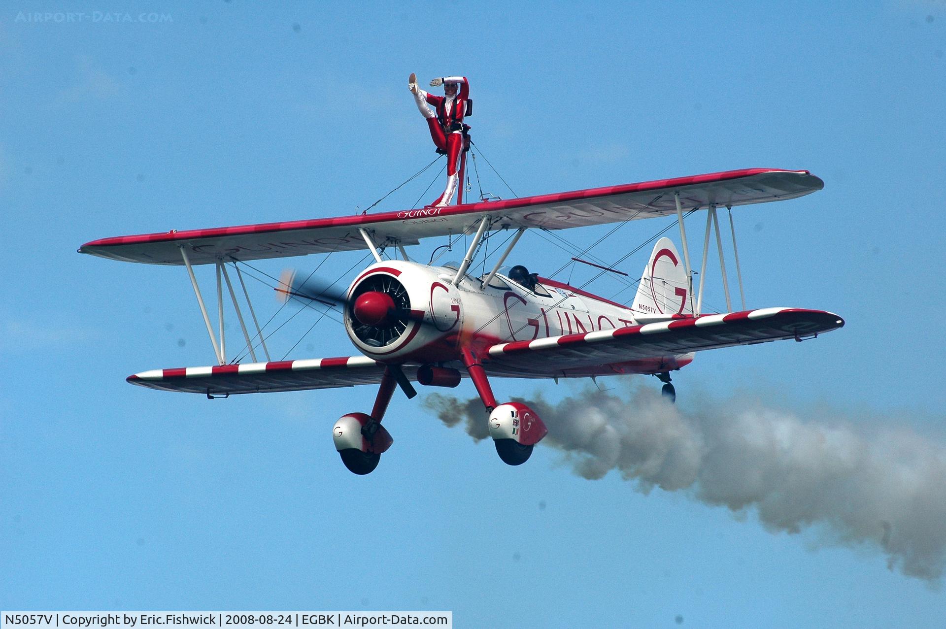 N5057V, 1942 Boeing A75N1(PT17) C/N 75-5598, 43. N5057V with wingwalker at the Sywell Airshow 24 Aug 2008