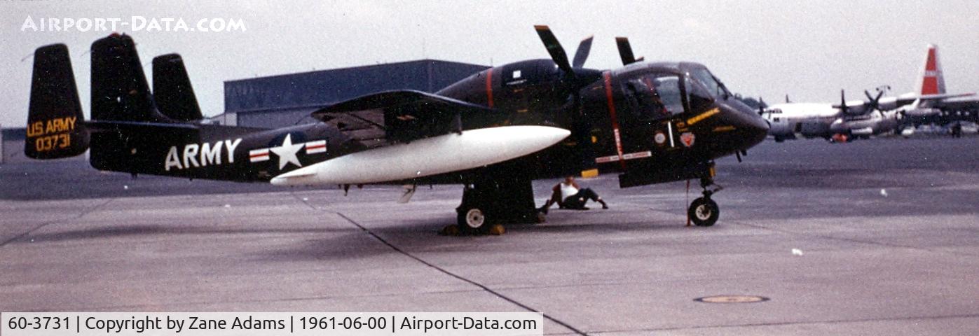 60-3731, 1960 Grumman OV-1A Mohawk C/N 30A, OV-1A Mohawk at Wiesbaden AFB @ 1961 - This aircraft was hit over Ho Chi Mihh Trail  east of Saravane, Chevane, Laos - The two crew members  Cpt. W.S. Reeder and , SP D.R. Armstrong, ejected.