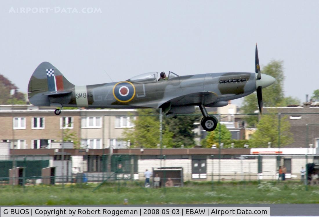 G-BUOS, 1945 Supermarine 394 Spitfire FR.XVIIIe C/N 6S/672224, 18 th Antwerp Stampe Fly in.Returning from Lelystad.
