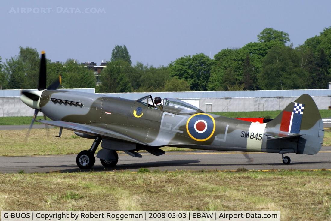 G-BUOS, 1945 Supermarine 394 Spitfire FR.XVIIIe C/N 6S/672224, 18 th Antwerp Stampe Fly in.Taxiing to the runway for his display.