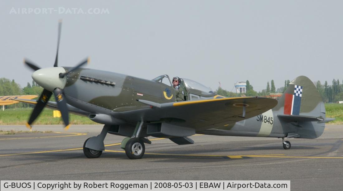 G-BUOS, 1945 Supermarine 394 Spitfire FR.XVIIIe C/N 6S/672224, 18 th Antwerp Stampe Fly in.Taxiing in after display.