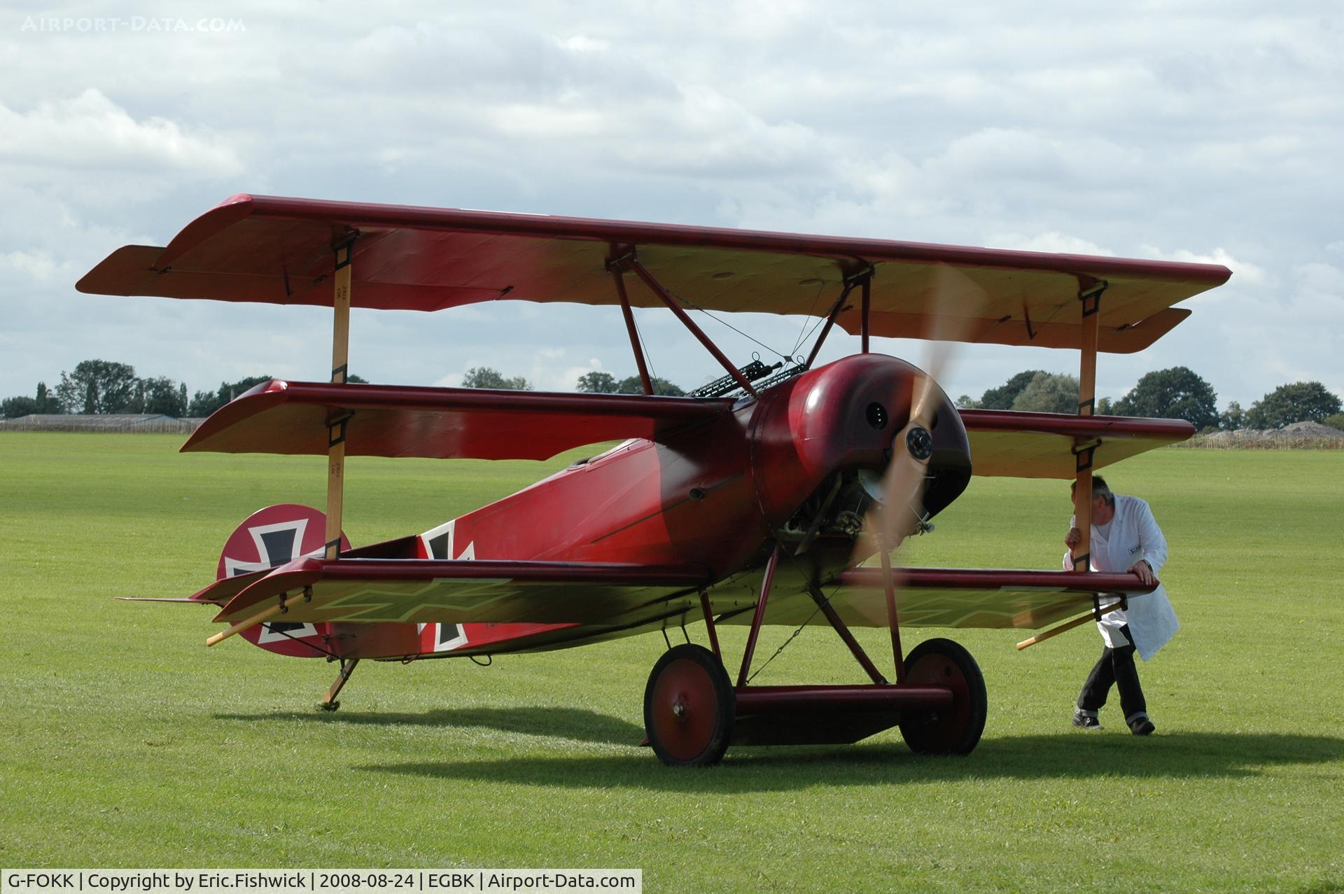 G-FOKK, 2006 Fokker Dr.1 Triplane Replica C/N PFA 238-14253, 3. DRI 477/17 at the Sywell Airshow 24 Aug 2008
