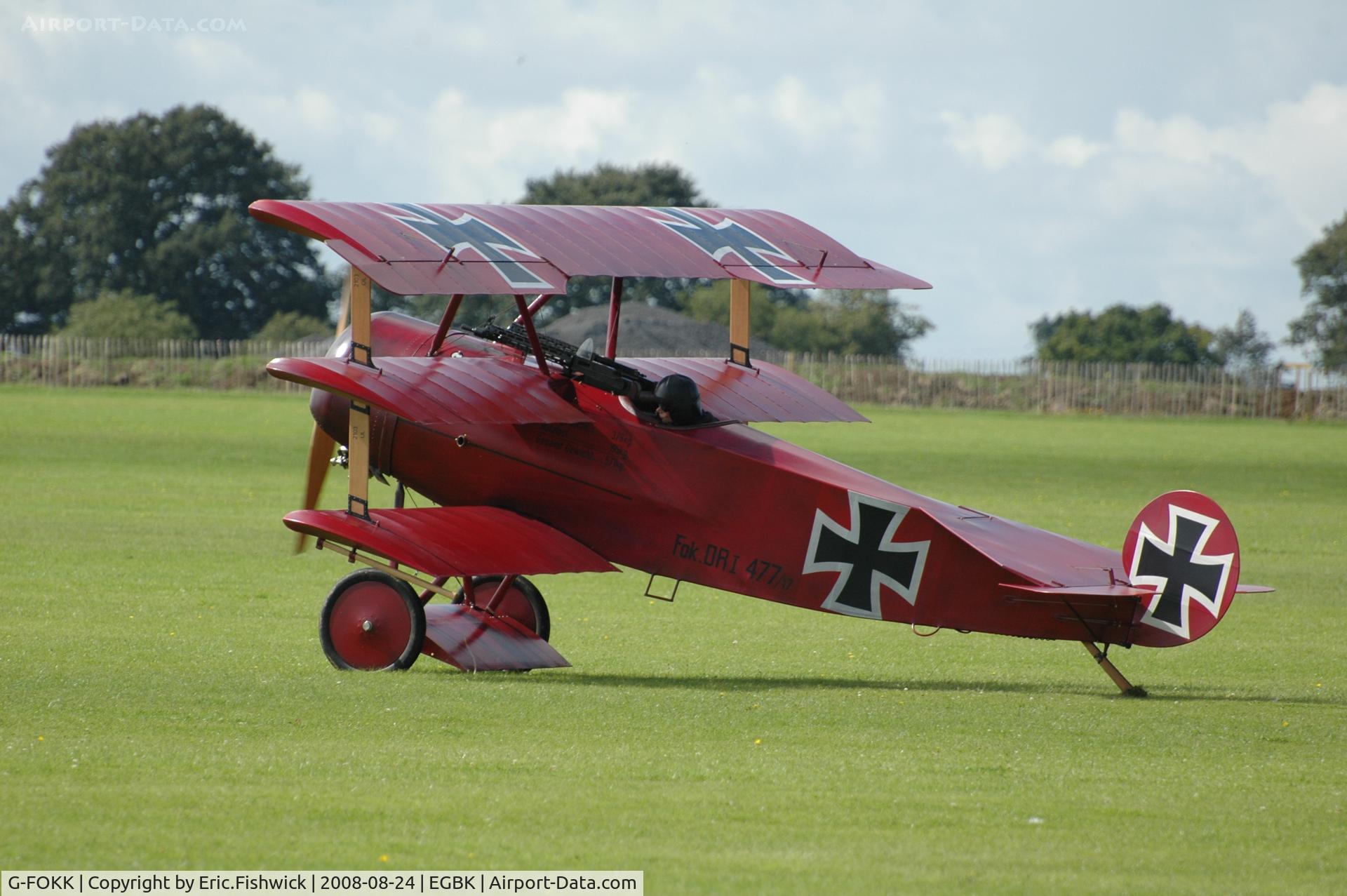 G-FOKK, 2006 Fokker Dr.1 Triplane Replica C/N PFA 238-14253, 1. DRI 477/17 at the Sywell Airshow 24 Aug 2008