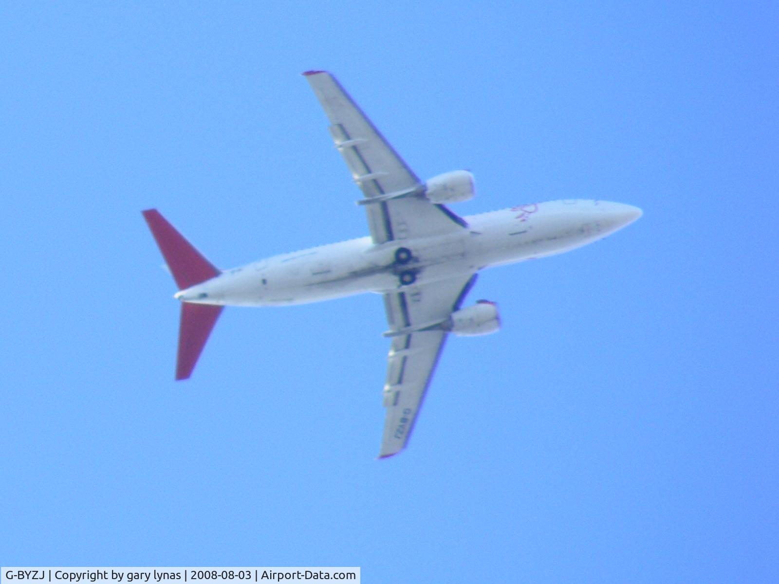 G-BYZJ, 1991 Boeing 737-3Q8 C/N 24962, Over Walsall uk at 3000ft