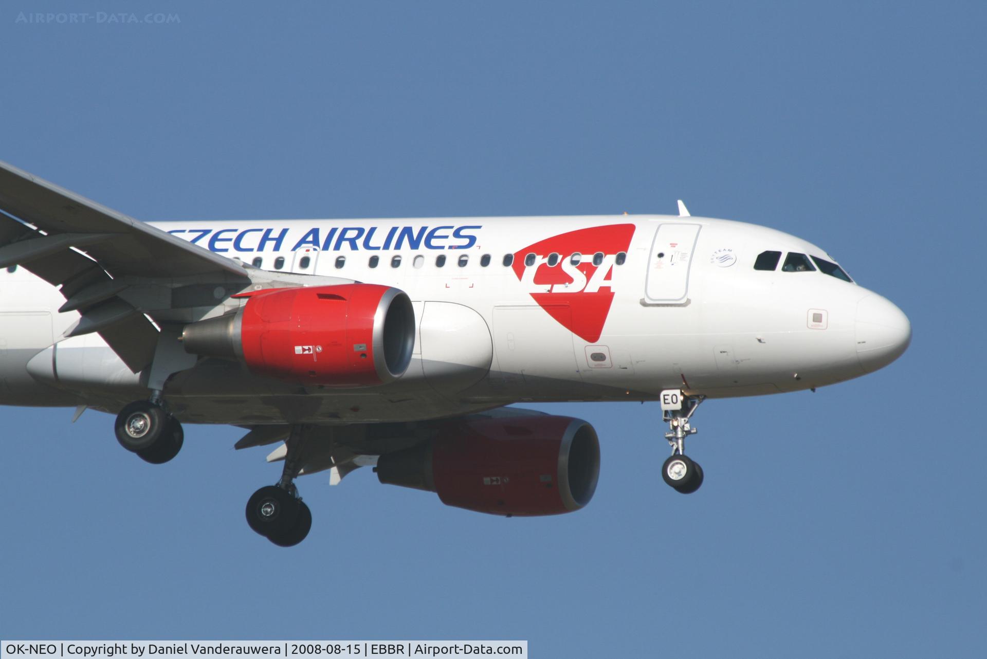 OK-NEO, 2008 Airbus A319-112 C/N 3452, arrival of flight OK630 to rwy 02