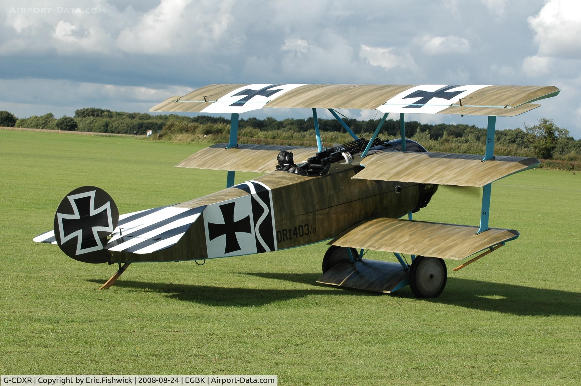 G-CDXR, 2006 Fokker Dr.1 Triplane Replica C/N PFA 238-14043, 2. DRI403/17 at the Sywell Airshow 24 Aug 2008