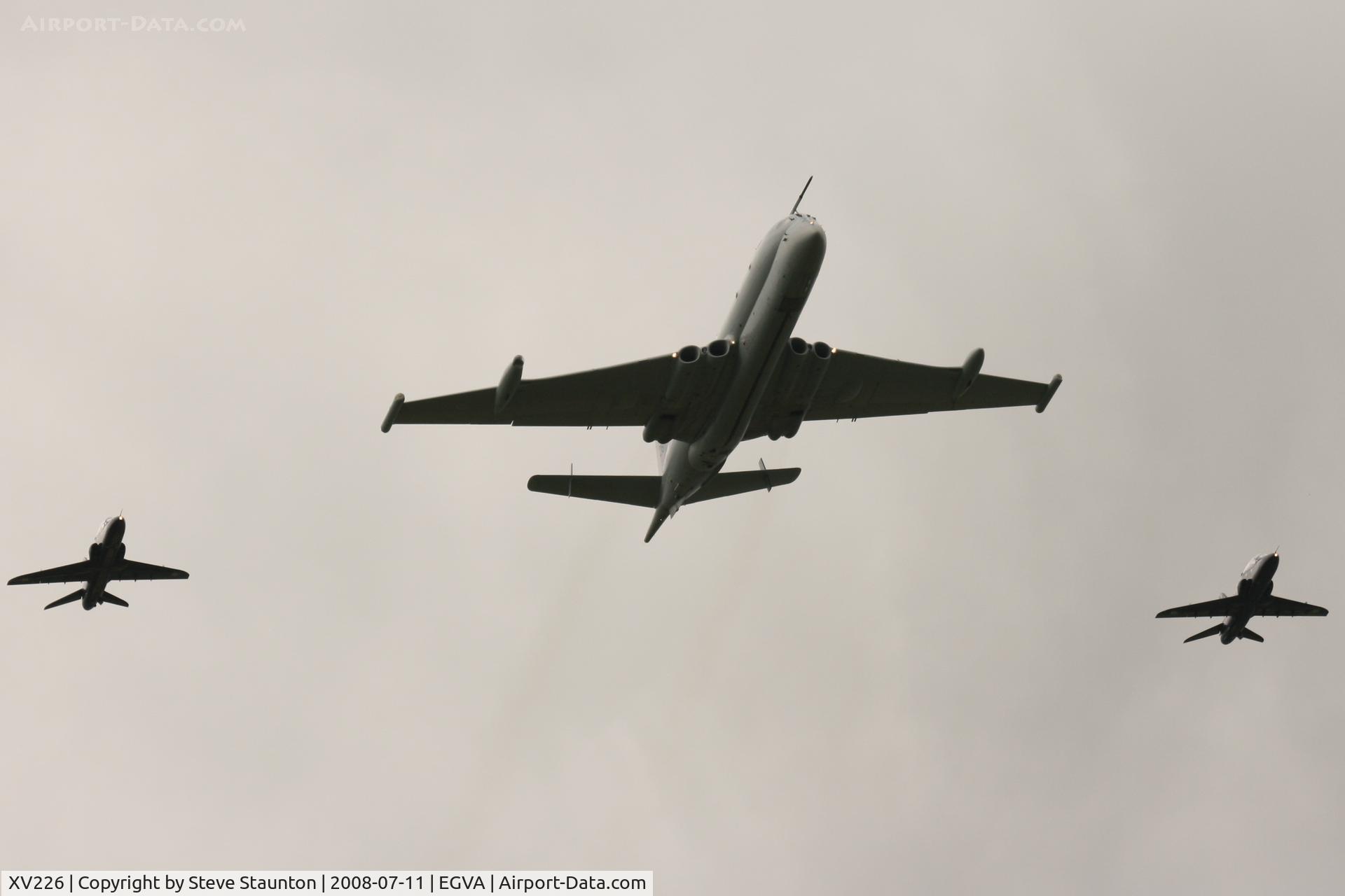 XV226, 1968 Hawker Siddeley Nimrod MR.2 C/N 8001, Royal Air Force 90th Anniversary fly past 11th July 2008 at RIAT Fairford in front of Her Majesty The Queen on a cold, wet and gloomy English Summers Day