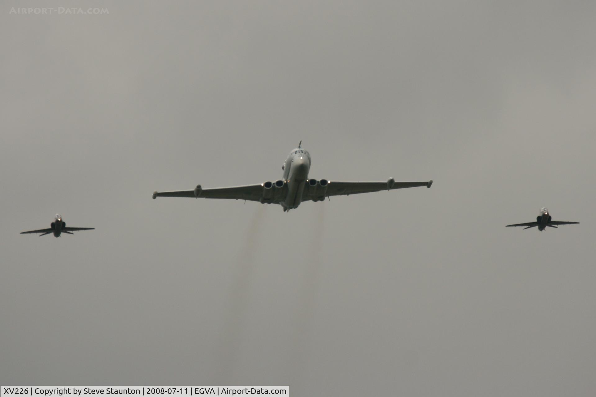 XV226, 1968 Hawker Siddeley Nimrod MR.2 C/N 8001, Royal Air Force 90th Anniversary fly past 11th July 2008 at RIAT Fairford in front of Her Majesty The Queen on a cold, wet and gloomy English Summers Day