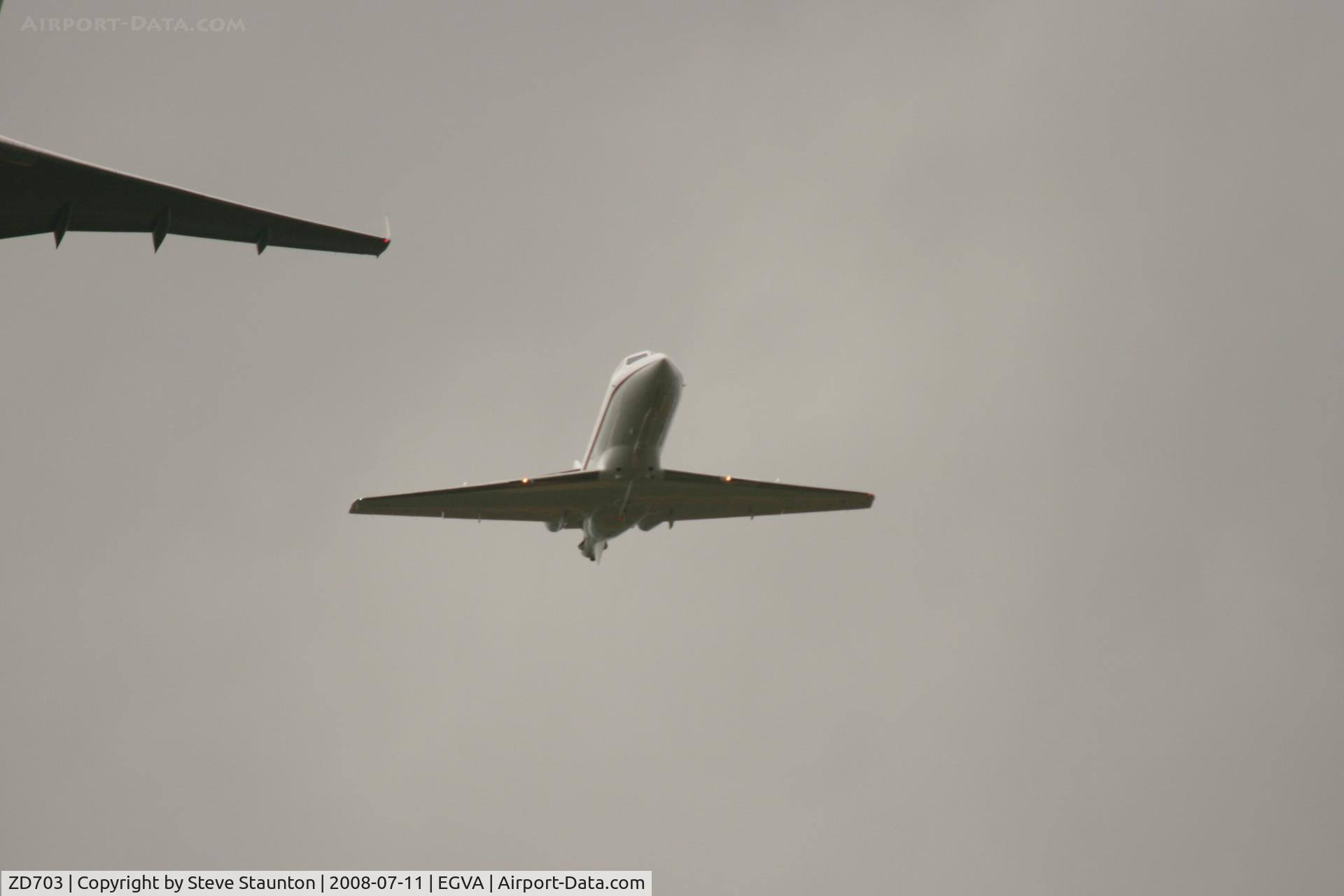 ZD703, British Aerospace BAe-125 CC.3 C/N 257183, Royal Air Force 90th Anniversary fly past 11th July 2008 at RIAT Fairford in front of Her Majesty The Queen on a cold, wet and gloomy English Summers Day