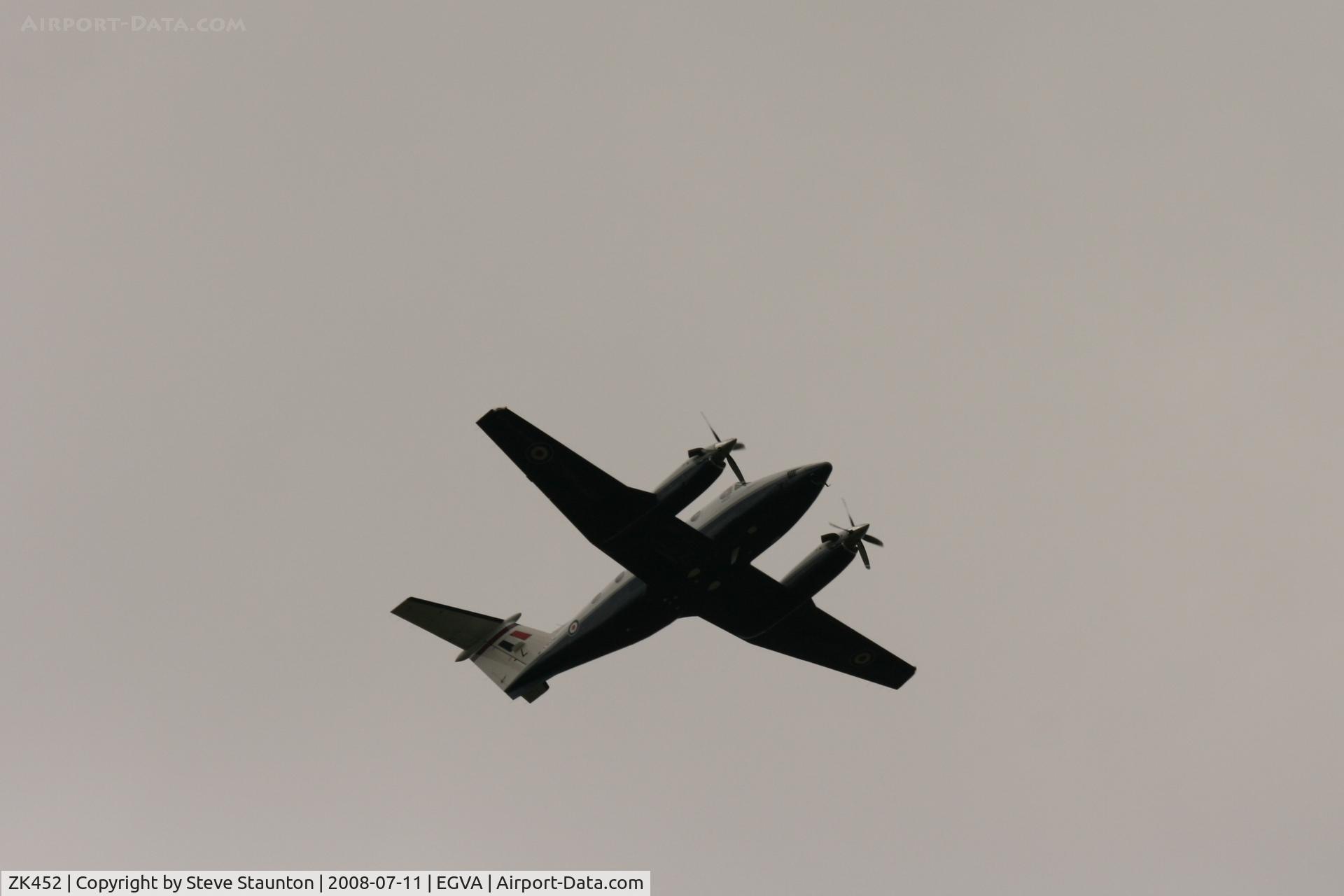 ZK452, 2003 Raytheon B200 King Air C/N BB-1832, Royal Air Force 90th Anniversary fly past 11th July 2008 at RIAT Fairford in front of Her Majesty The Queen on a cold, wet and gloomy English Summers Day