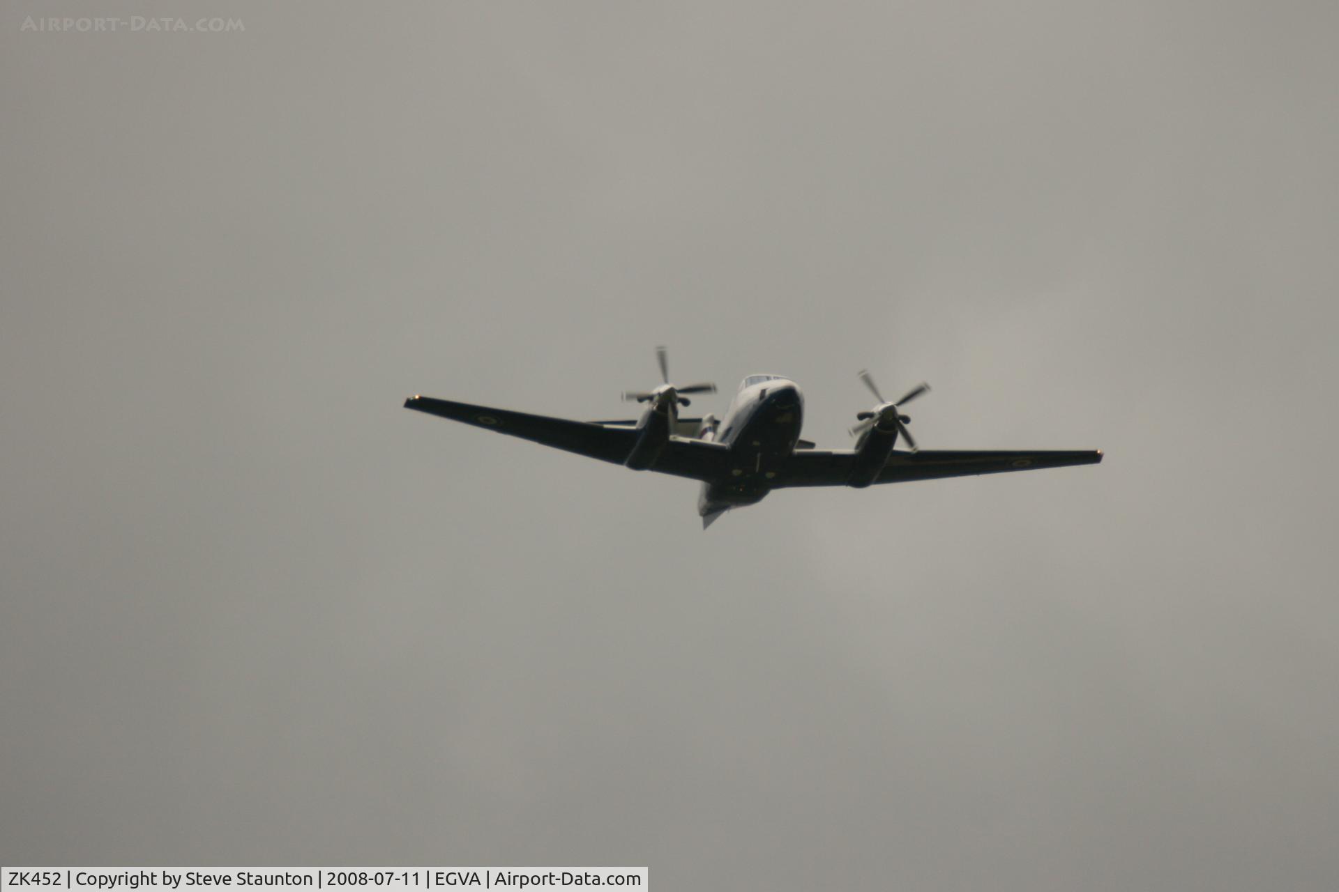 ZK452, 2003 Raytheon B200 King Air C/N BB-1832, Royal Air Force 90th Anniversary fly past 11th July 2008 at RIAT Fairford in front of Her Majesty The Queen on a cold, wet and gloomy English Summers Day