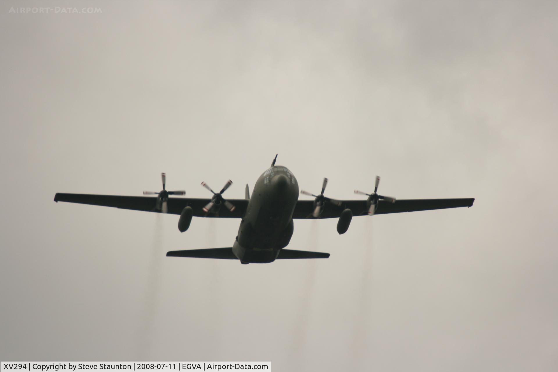 XV294, 1966 Lockheed C-130K Hercules C.3 C/N 382-4259, Royal Air Force 90th Anniversary fly past 11th July 2008 at RIAT Fairford in front of Her Majesty The Queen on a cold, wet and gloomy English Summers Day