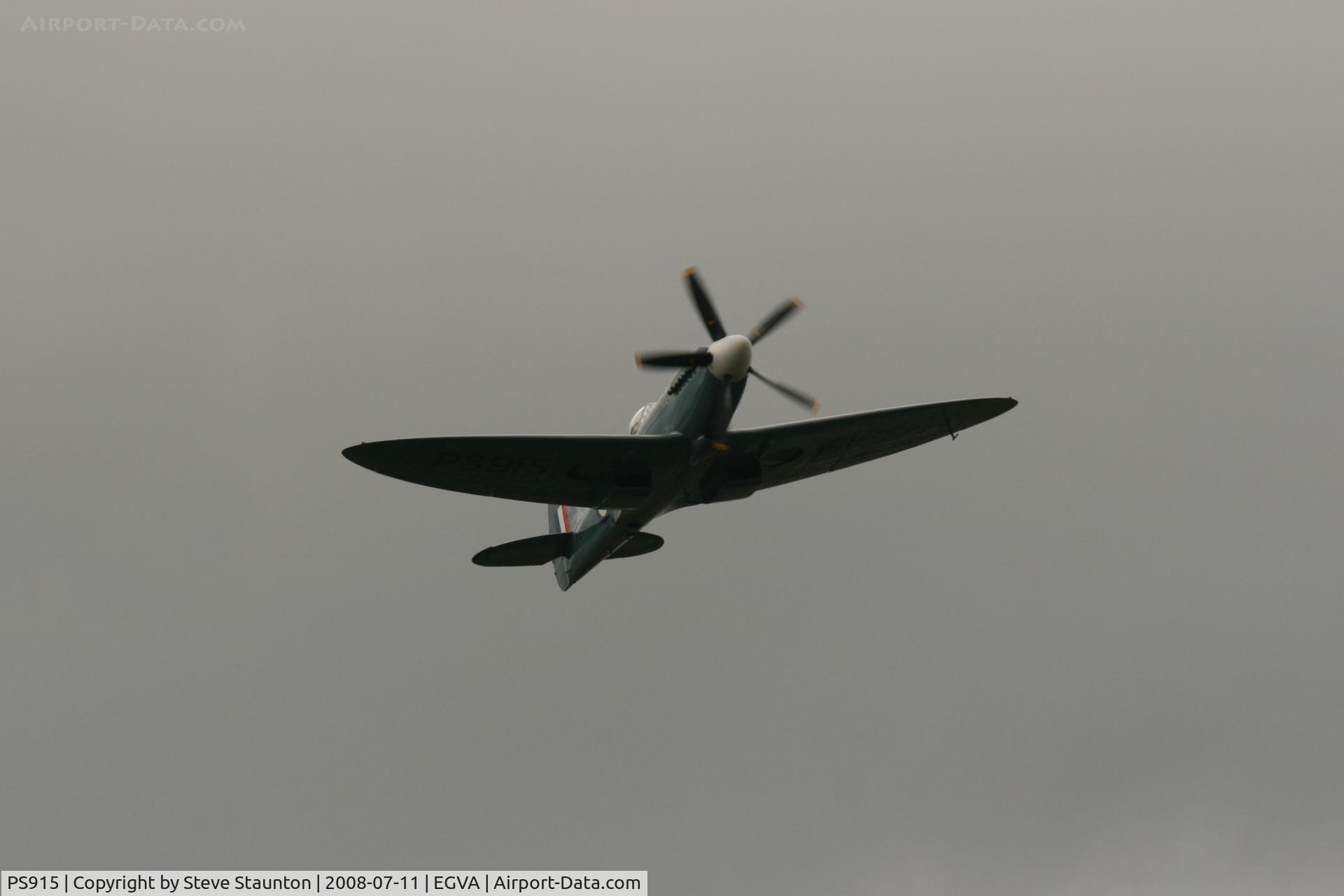PS915, 1945 Supermarine 389 Spitfire PR.XIX C/N 6S/585121, Royal Air Force 90th Anniversary fly past 11th July 2008 at RIAT Fairford in front of Her Majesty The Queen on a cold, wet and gloomy English Summers Day