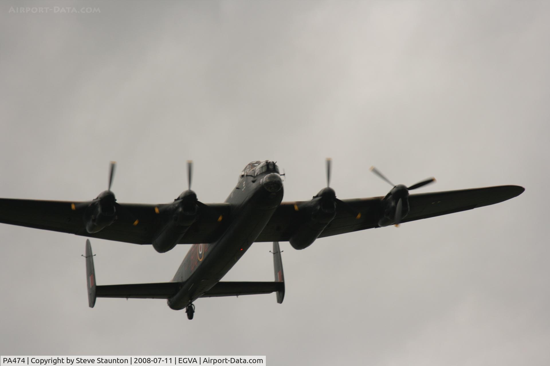 PA474, 1945 Avro 683 Lancaster B1 C/N VACH0052/D2973, Royal Air Force 90th Anniversary fly past 11th July 2008 at RIAT Fairford in front of Her Majesty The Queen on a cold, wet and gloomy English Summers Day