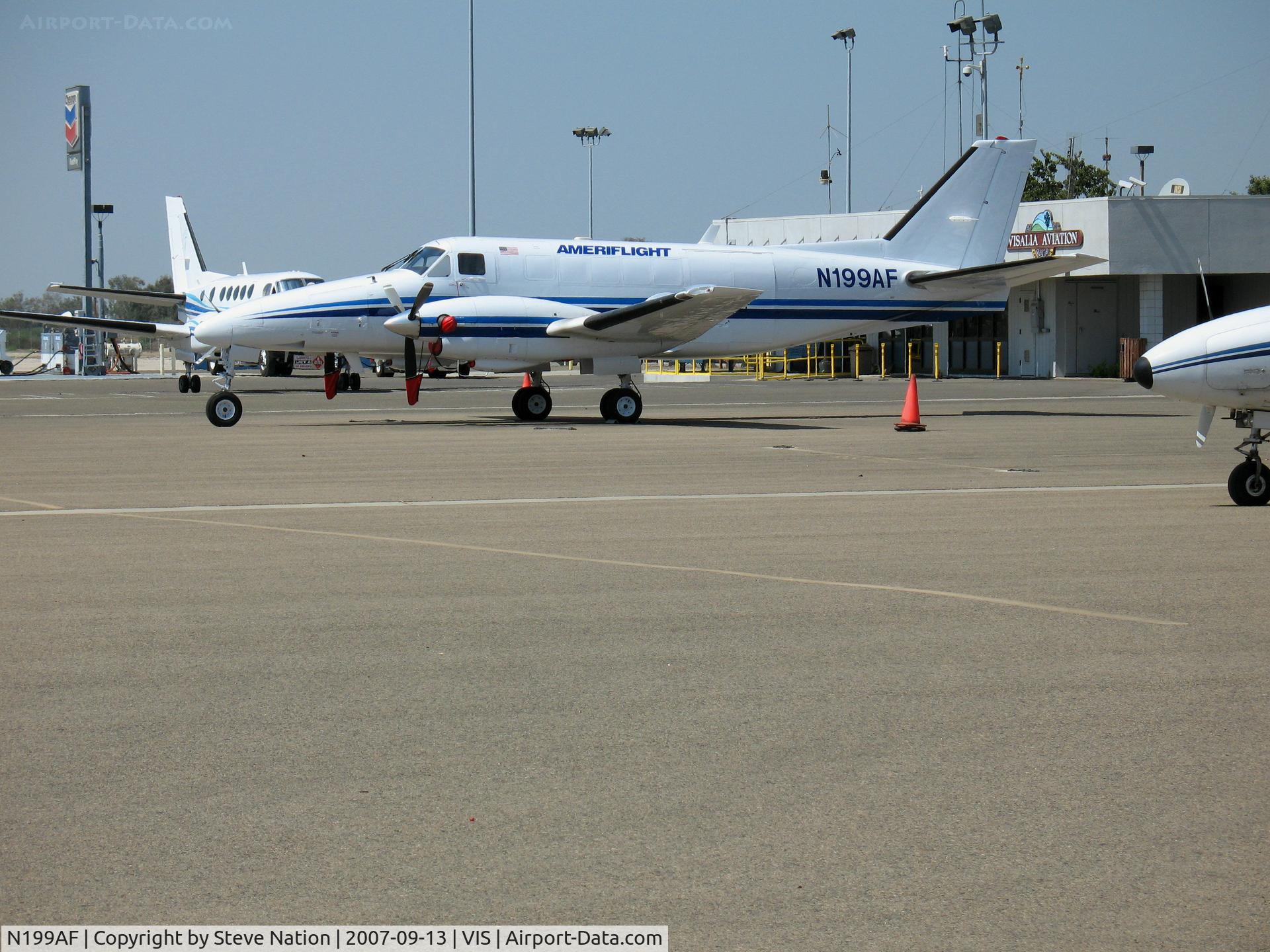 N199AF, 1974 Beech B99 Airliner C/N U-161, Ameriflight 1974 Beech B-99 freighter at Visalia ready for night flight to BUR