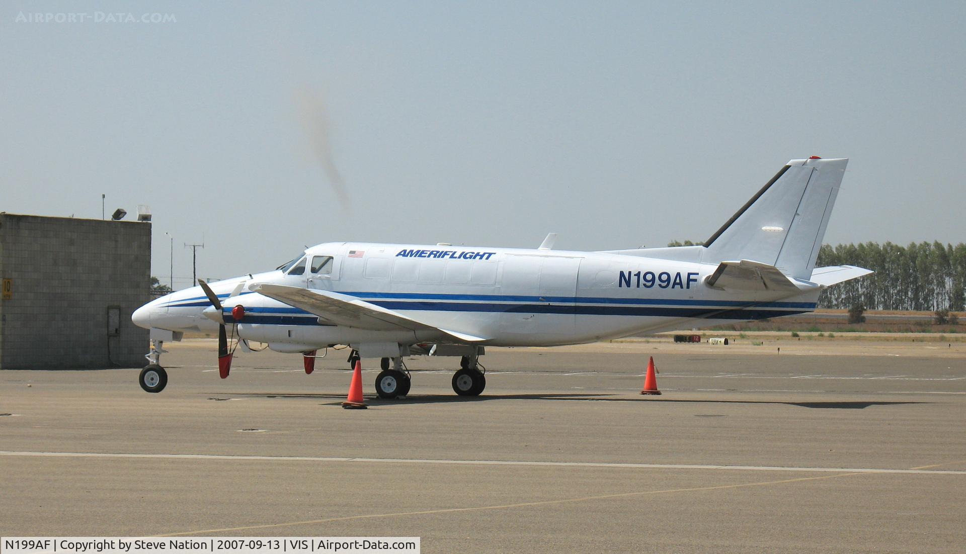 N199AF, 1974 Beech B99 Airliner C/N U-161, Ameriflight 1974 Beech B-99 freighter at Visalia ready for night flight to BUR