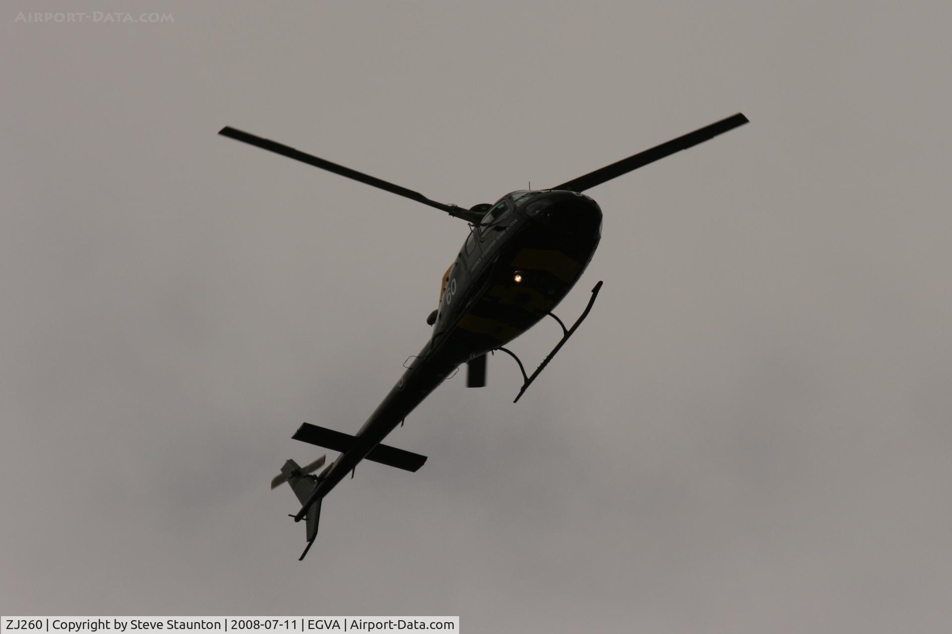 ZJ260, 1997 Eurocopter AS-350BB Squirrel HT1 Ecureuil C/N 2985, Royal Air Force 90th Anniversary fly past 11th July 2008 at RIAT Fairford in front of Her Majesty The Queen on a cold, wet and gloomy English Summers Day
