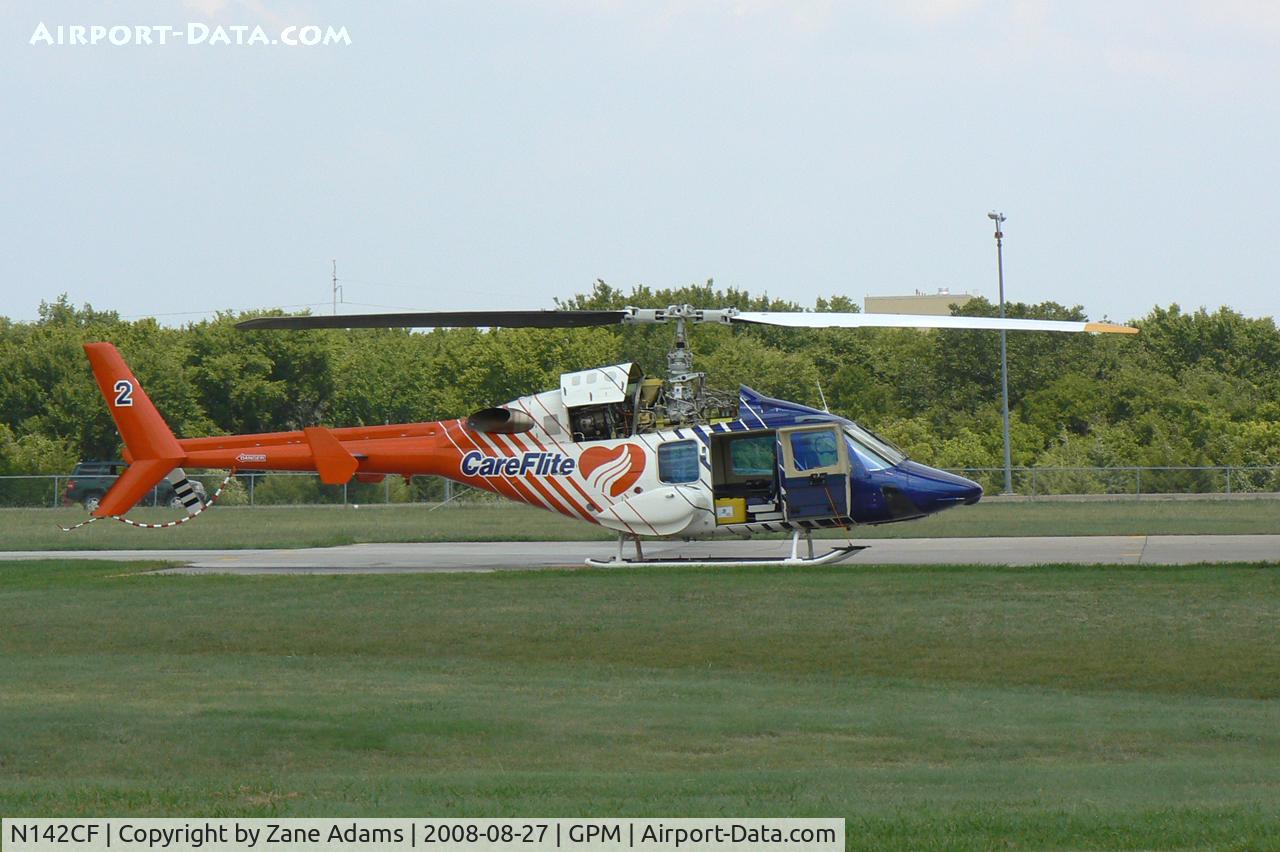 N142CF, 1988 Bell 222U C/N 47565, Careflite at Grand Prairie Hanger