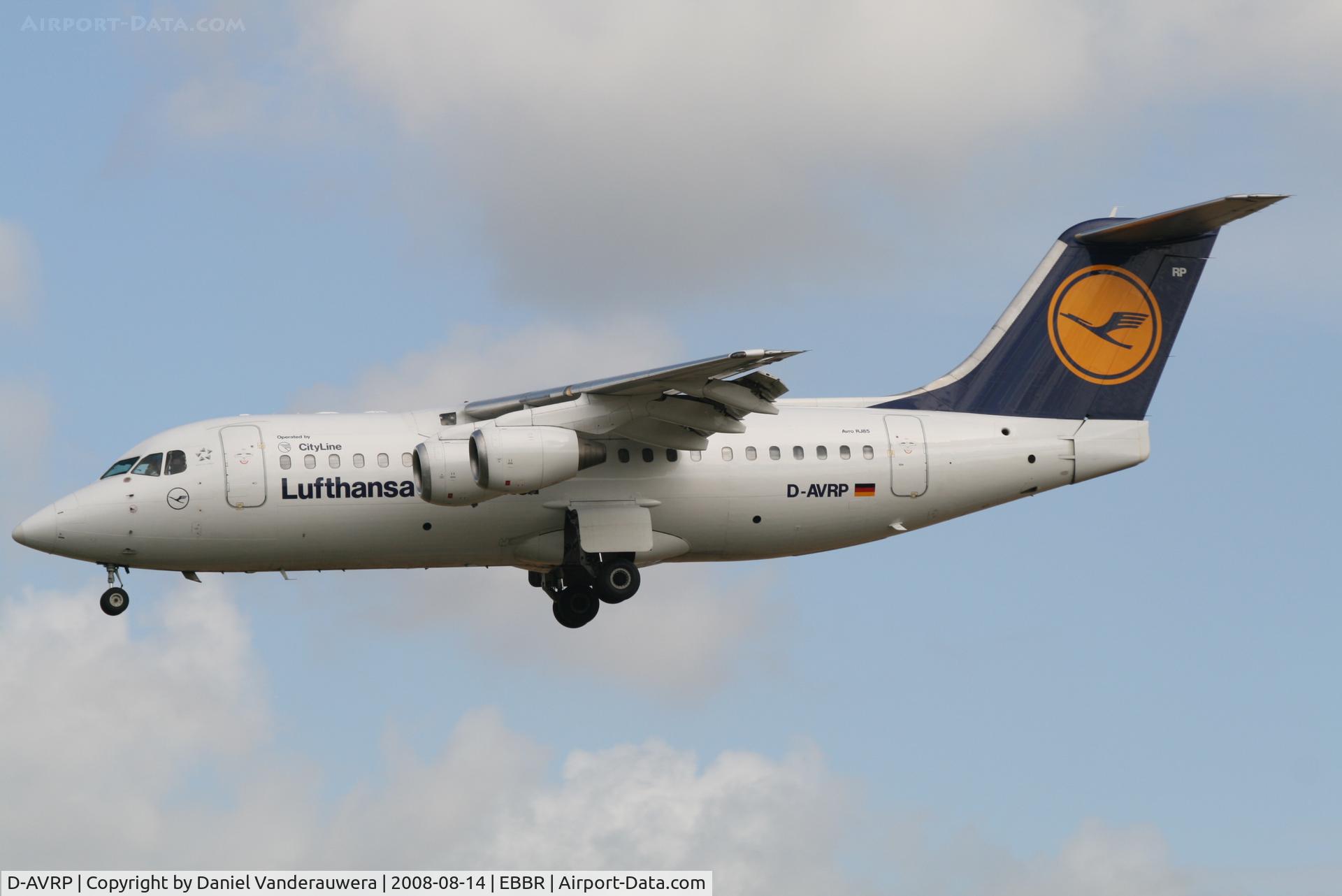 D-AVRP, 1997 British Aerospace Avro 146-RJ85 C/N E.2303, arrival of flight LH4602 to rwy 25L