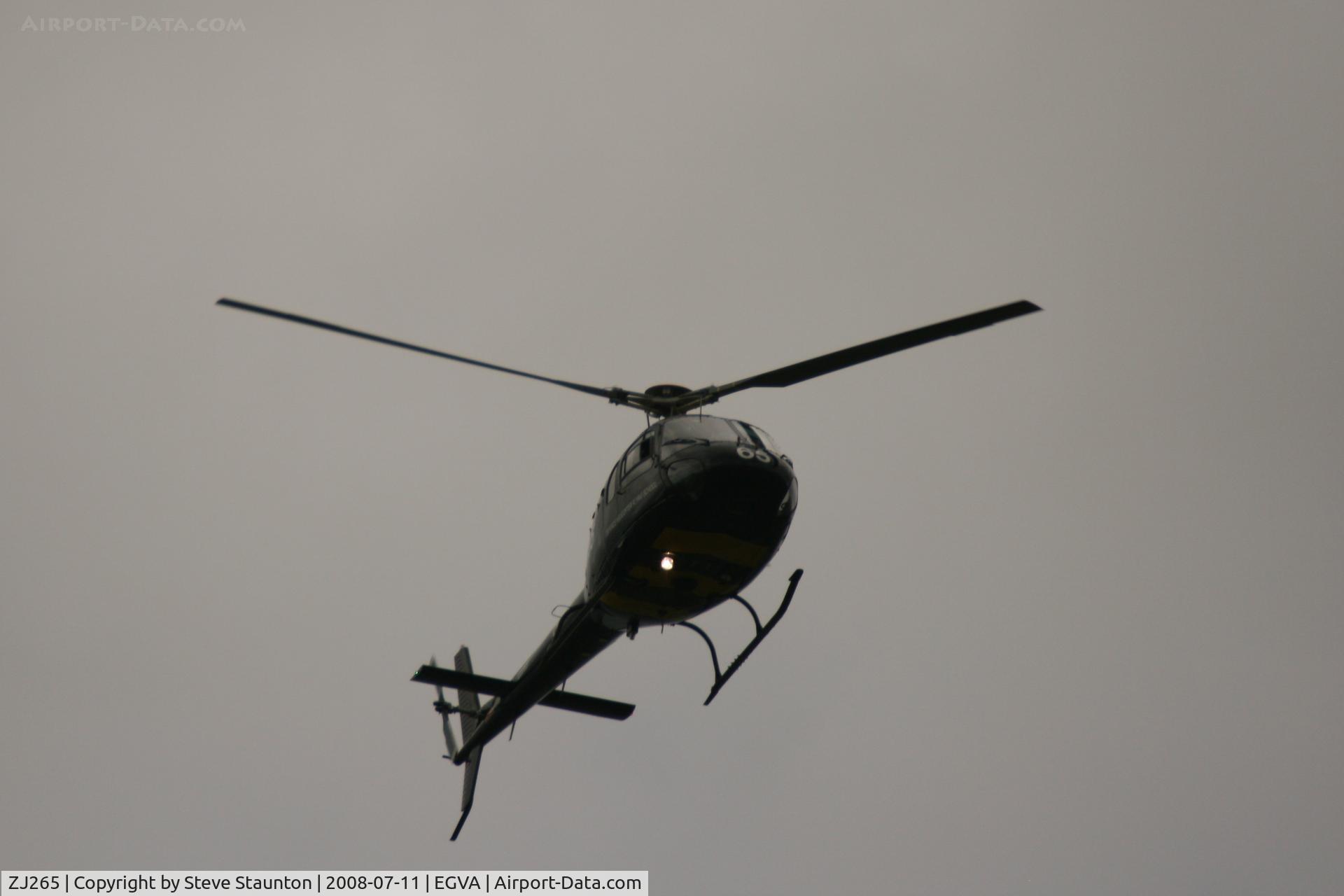 ZJ265, 1997 Eurocopter AS-350BB Squirrel HT1 Ecureuil C/N 2995, Royal Air Force 90th Anniversary fly past 11th July 2008 at RIAT Fairford in front of Her Majesty The Queen on a cold, wet and gloomy English Summers Day