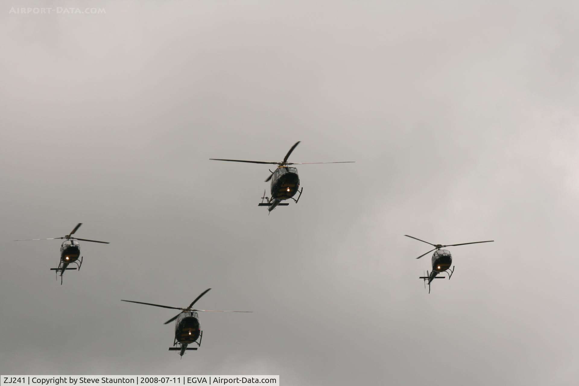 ZJ241, 1997 Bell 412EP Griffin HT1 C/N 36164, Royal Air Force 90th Anniversary fly past 11th July 2008 at RIAT Fairford in front of Her Majesty The Queen on a cold, wet and gloomy English Summers Day