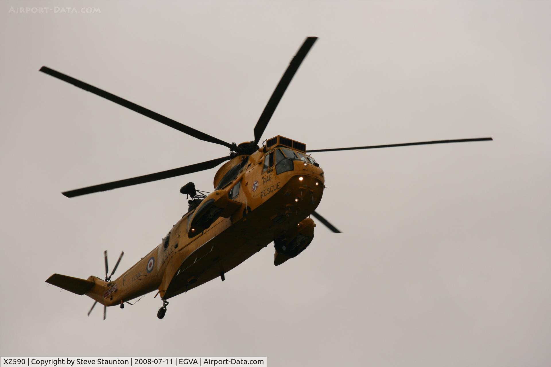 XZ590, 1977 Westland Sea King HAR.3 C/N WA856, Royal Air Force 90th Anniversary fly past 11th July 2008 at RIAT Fairford in front of Her Majesty The Queen on a cold, wet and gloomy English Summers Day