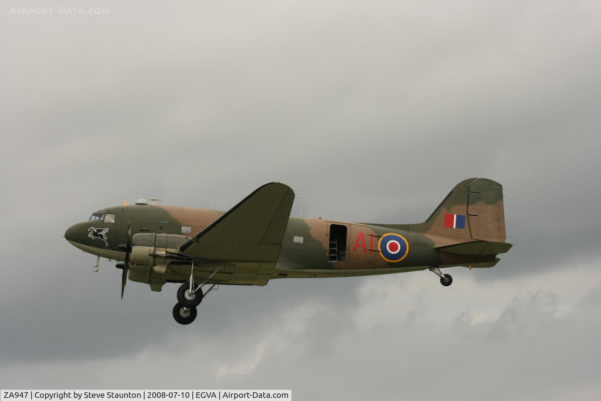 ZA947, 1943 Douglas C-47A-60-DL Dakota III C/N 10200, Taken at the Royal International Air Tattoo 2008 during arrivals and departures (show days cancelled due to bad weather)